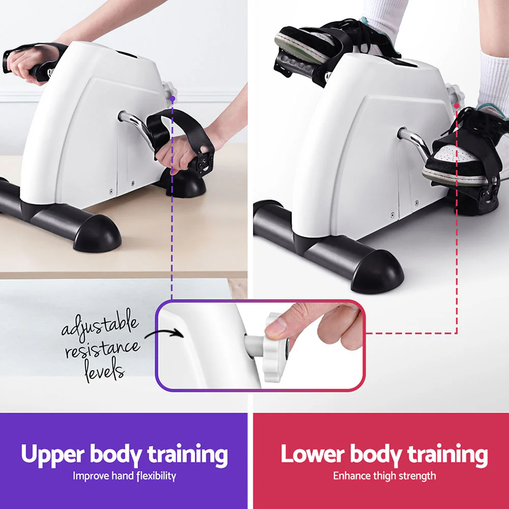 Everfit Pedal Exerciser Mini Exercise Bike Cross Trainer Under Desk Bike White - Image 5