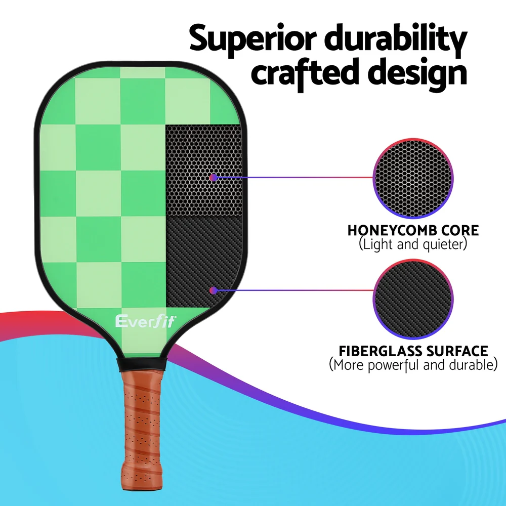 Everfit Pickleball Paddle Set Fiberglass with Balls Bag Tournament Kit 2PCS Pickle Balls Rackets - Image 5