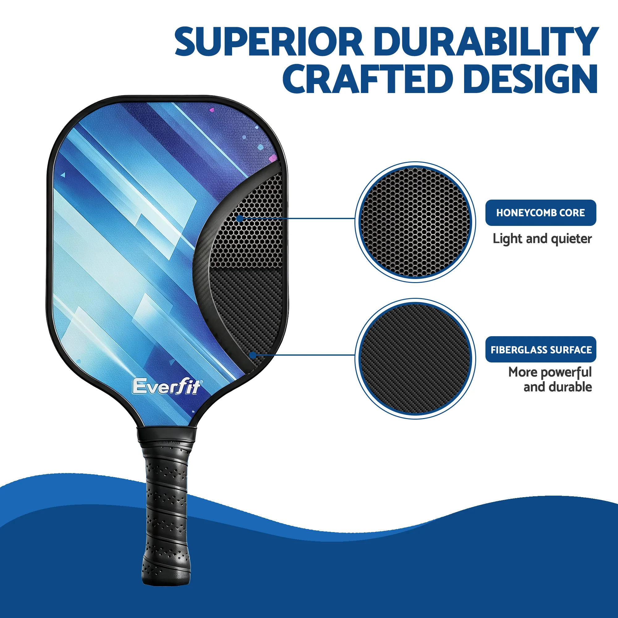 Everfit Pickleball Paddle Set Fibreglass Racquet Honeycomb Core With Bag - Image 5