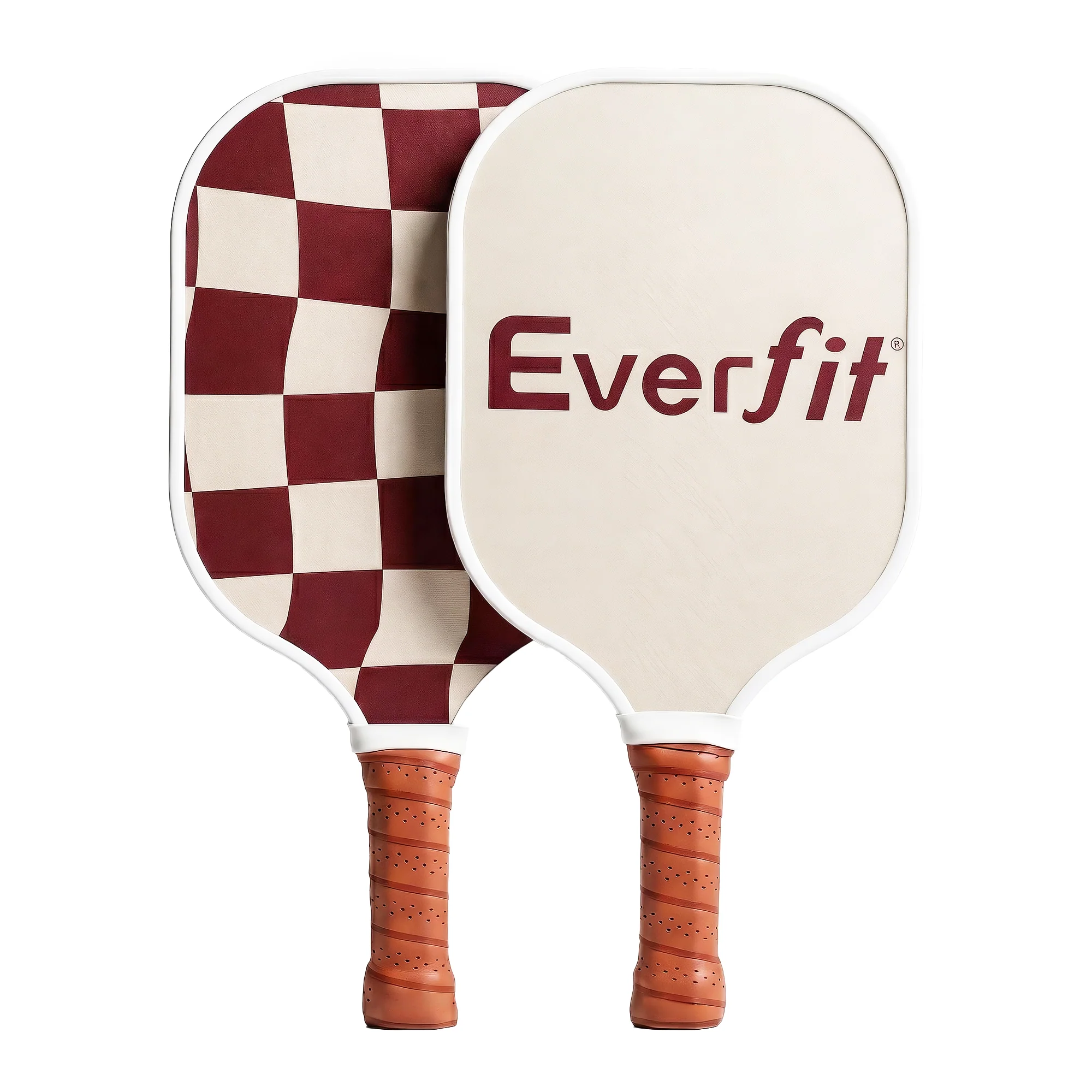 Everfit Pickleball Paddle Set Fibreglass Racquet Honeycomb Core With Bag Brown