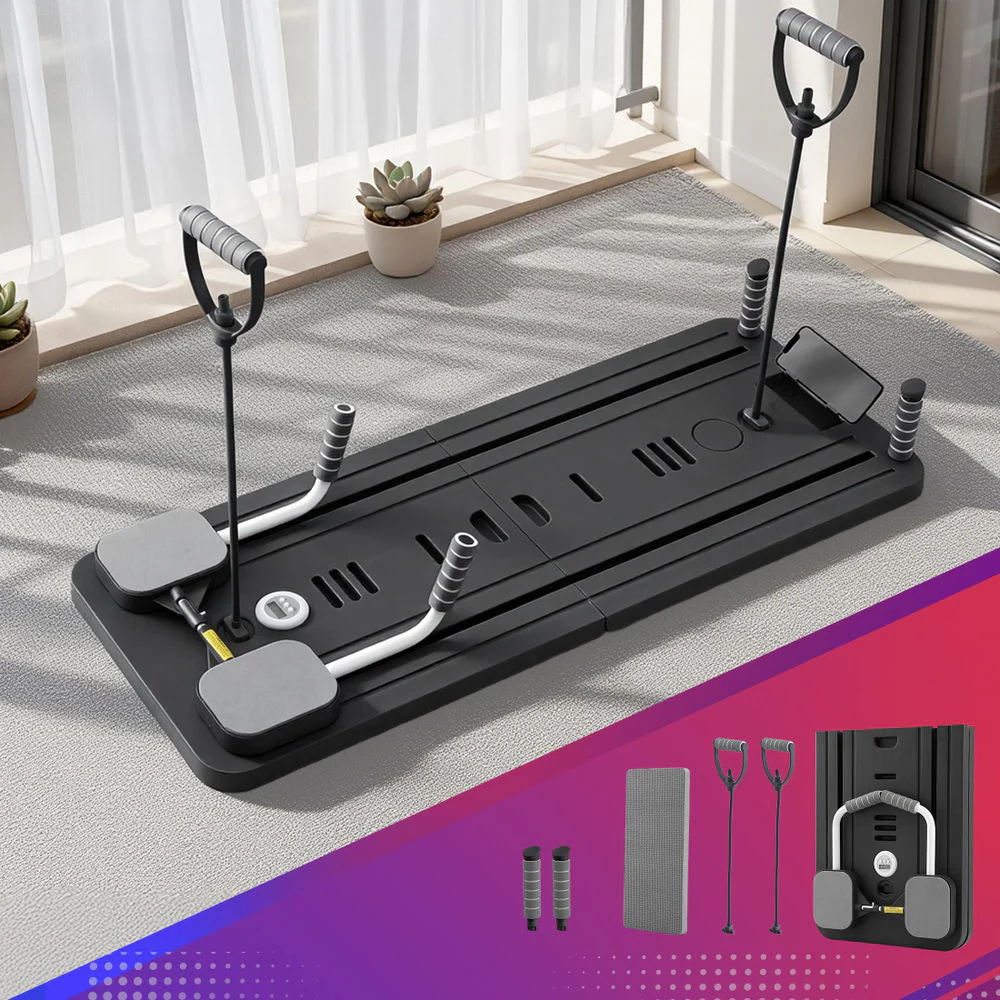 Everfit Pilates Reformer Abdominal Exercise Board Push Up Set Fitness Black - Image 8