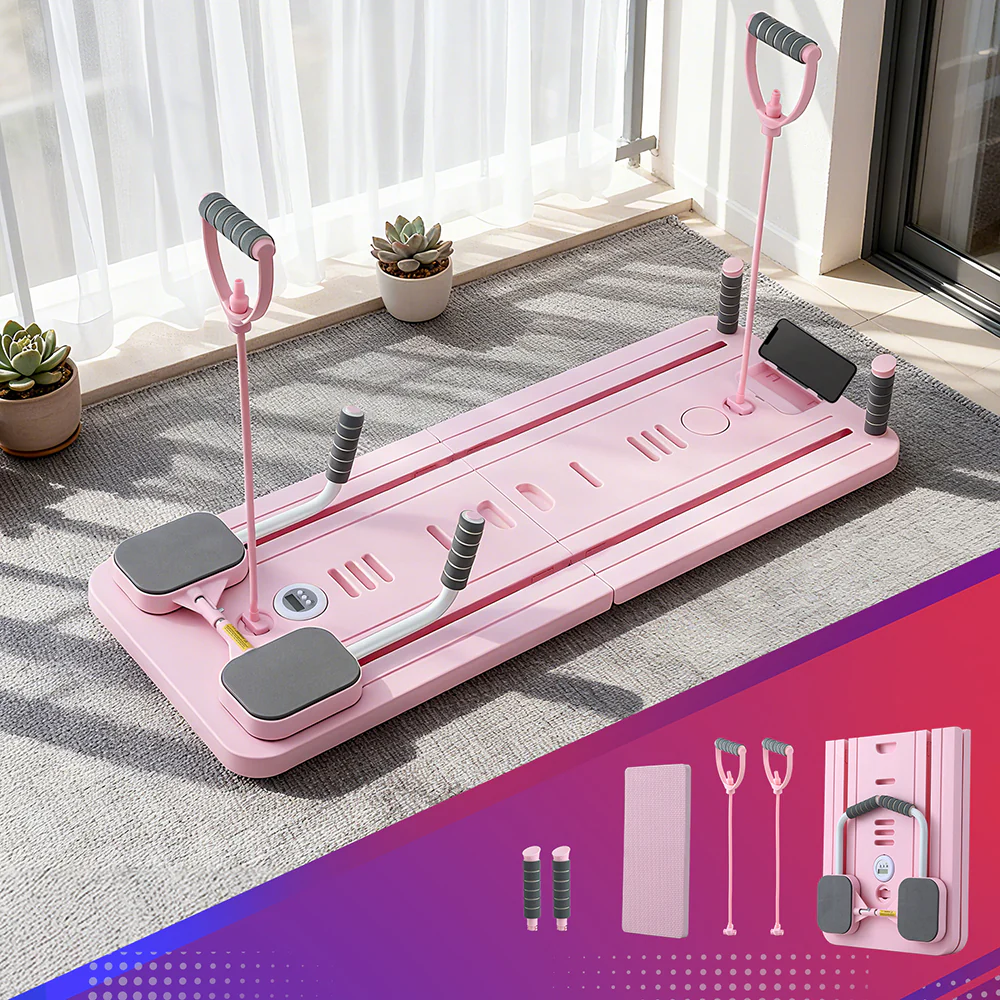Everfit Pilates Reformer Abdominal Exercise Board Push Up Set Fitness Pink - Image 8