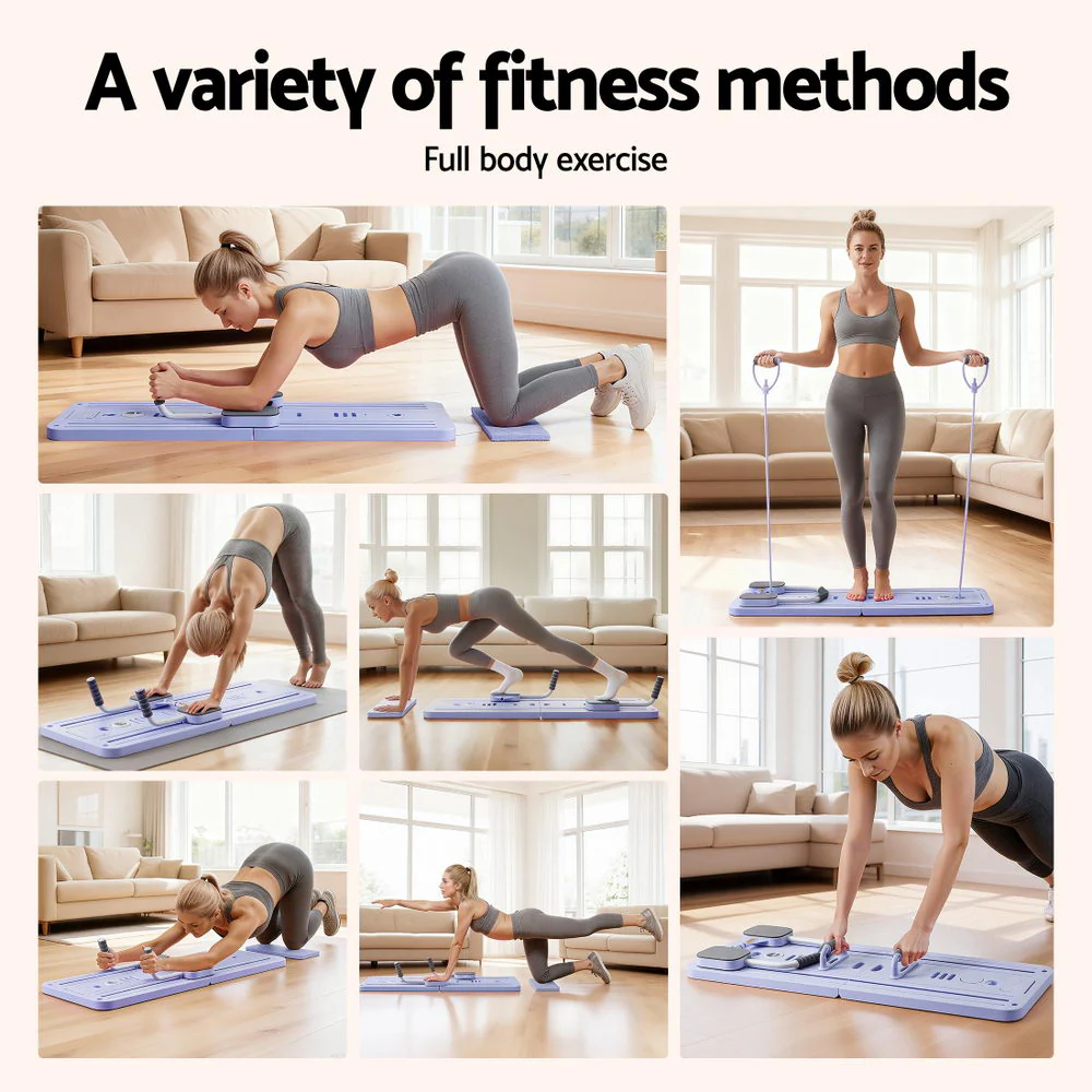 Everfit Pilates Reformer Abdominal Exercise Board Push Up Set Fitness Purple - Image 4