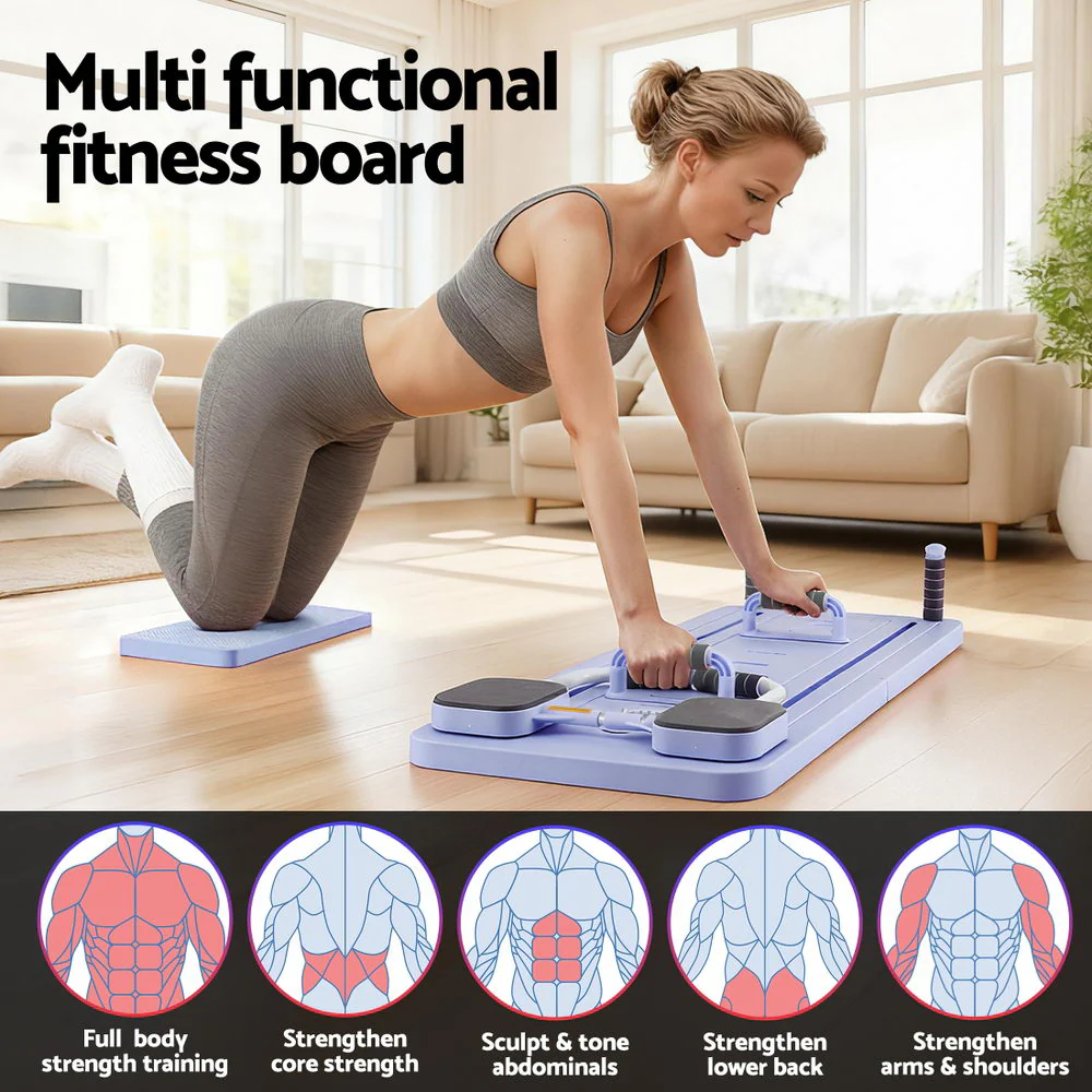 Everfit Pilates Reformer Abdominal Exercise Board Push Up Set Fitness Purple - Image 5