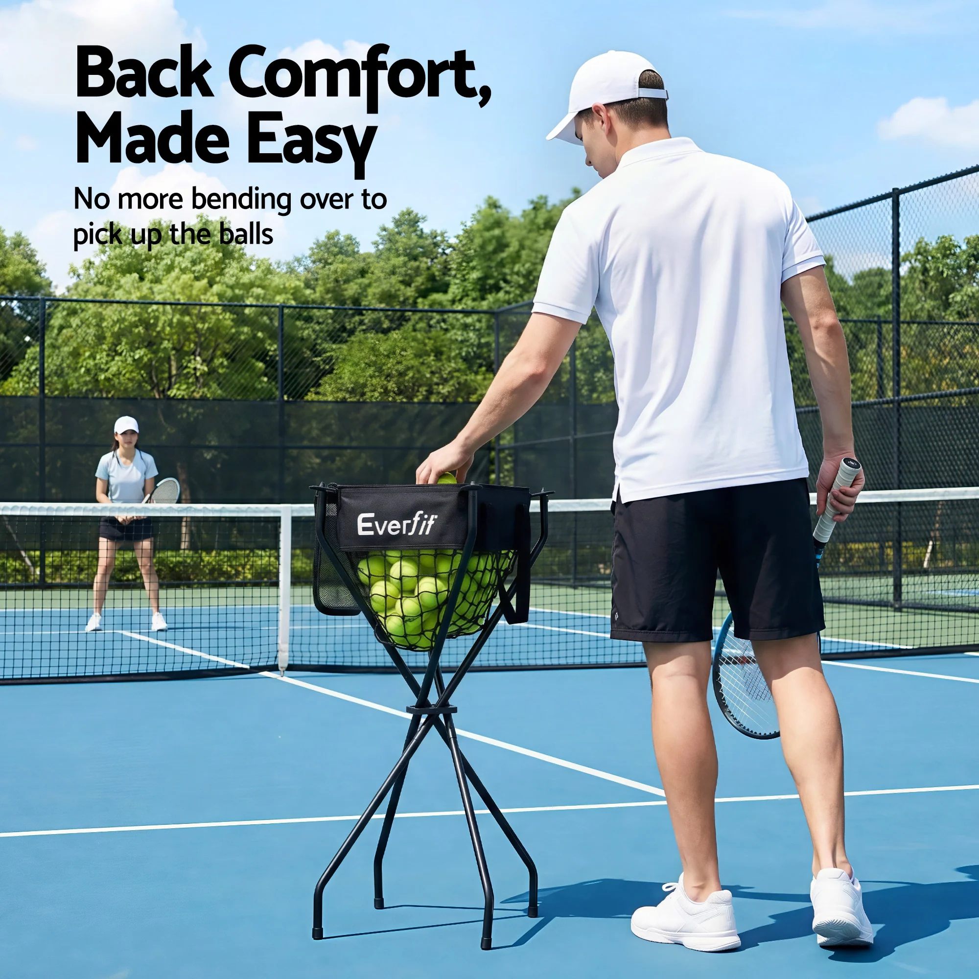 Everfit Portable Ball Cart Foldable Pickleball Tennis Baseball Softball - Image 7