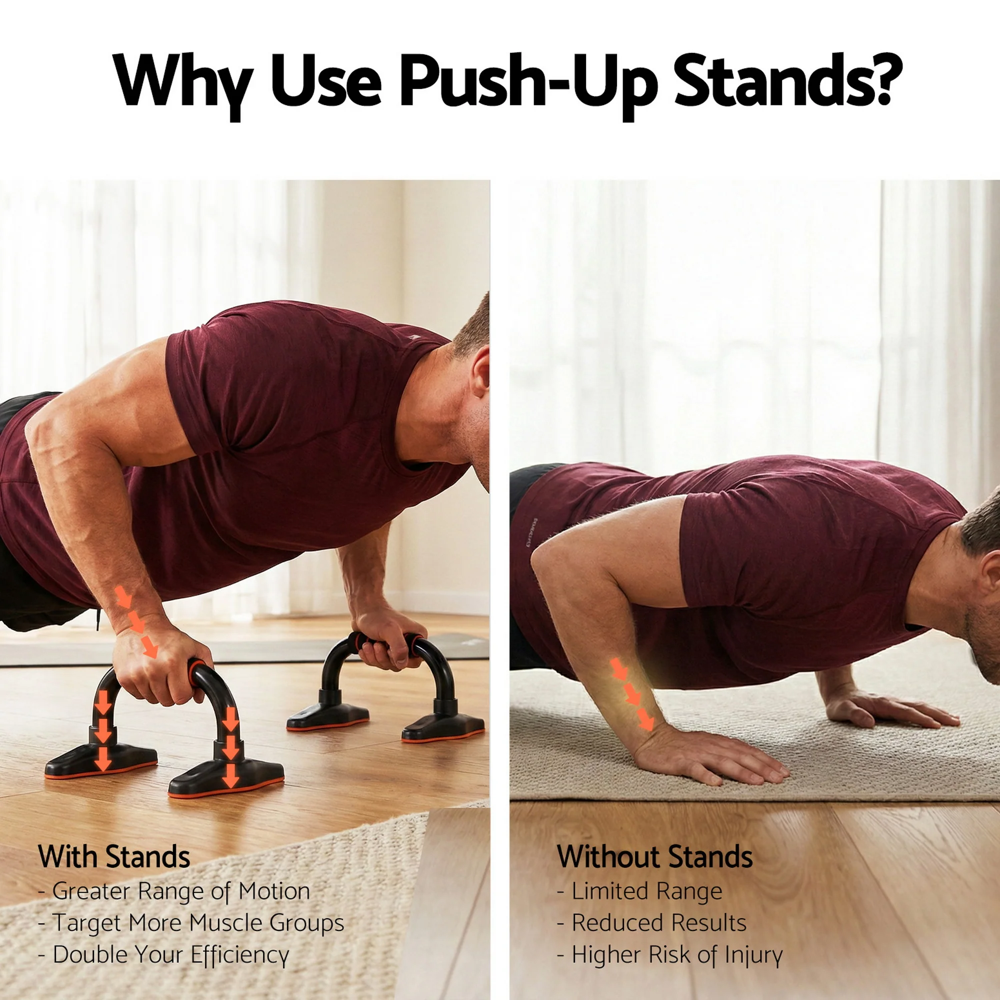 Everfit Push Up Bars Stands Parallel Handles Home Gym Fitness Strength Training - Image 4