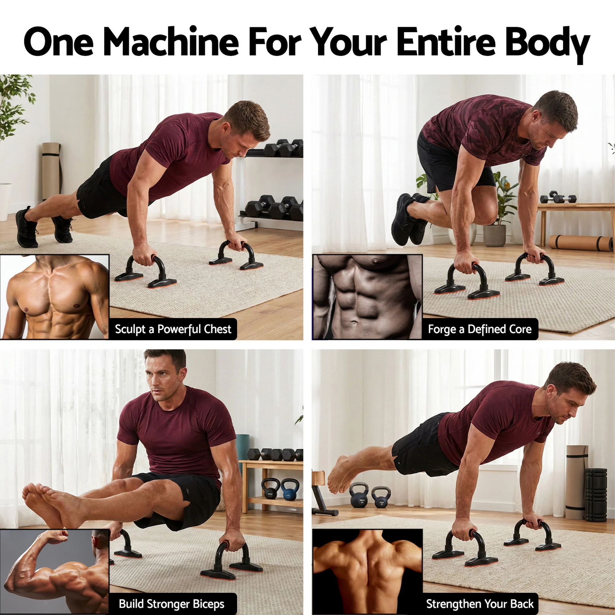 Everfit Push Up Bars Stands Parallel Handles Home Gym Fitness Strength Training - Image 5