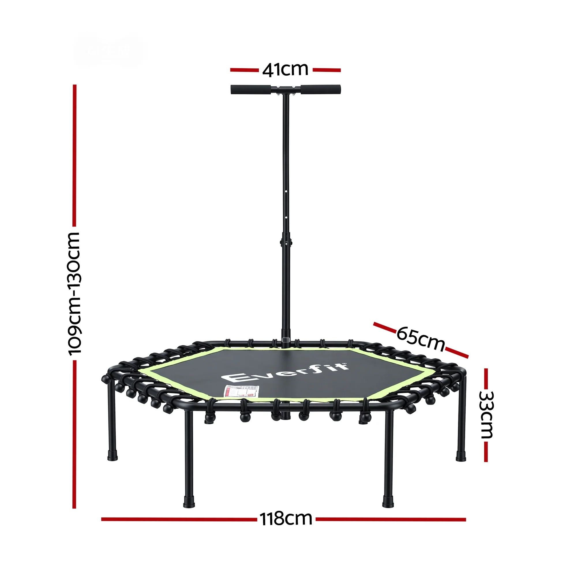 Everfit 48inch Hexagon Fitness Trampoline Rebounder Adjustable Handrail Green - Image 2