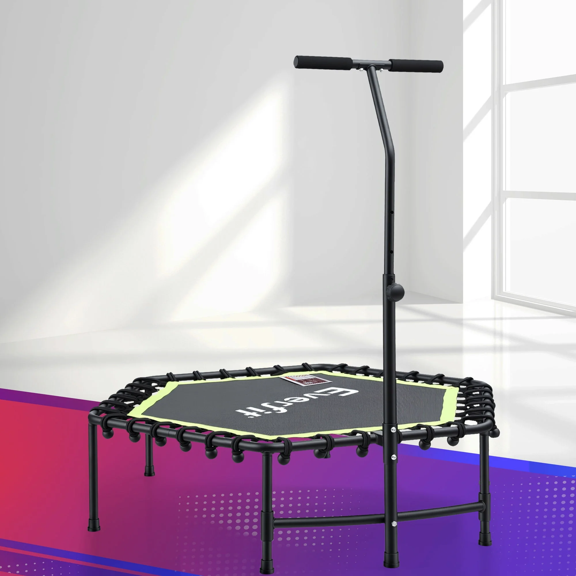 Everfit 48inch Hexagon Fitness Trampoline Rebounder Adjustable Handrail Green - Image 7