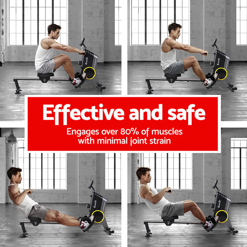 Everfit Rowing Machine 12 Levels Magnetic Rower Fitness Gym Cardio Workout - Image 5