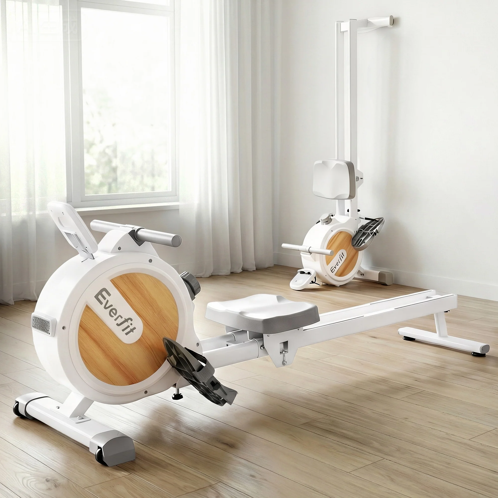 Everfit Rowing Machine for Home Magnetic Rowing Machine App Compatible Quiet Exercise Equipment White - Image 8