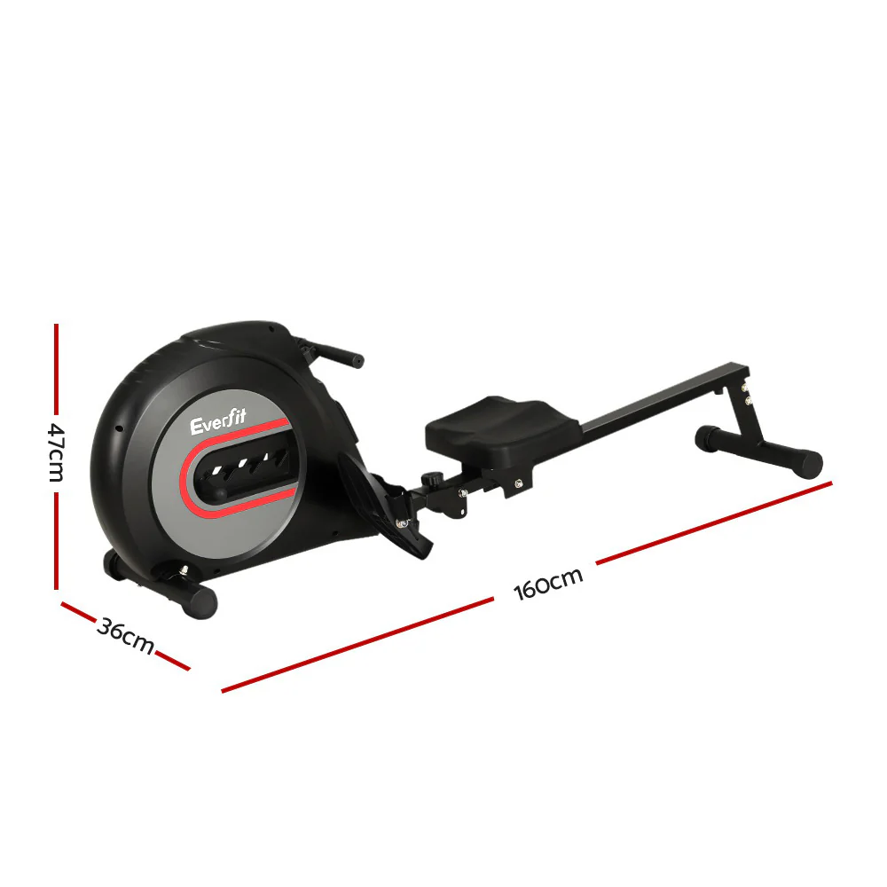 Everfit Rowing Machine Rower Elastic Rope Resistance Fitness Home Cardio Black - Image 2