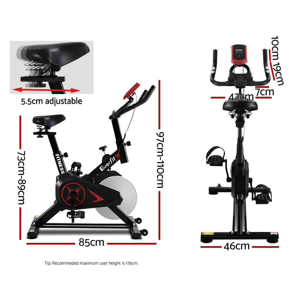 Everfit Spin Bike Exercise Bike Flywheel Cycling Home Gym Fitness Adjustable - Image 2