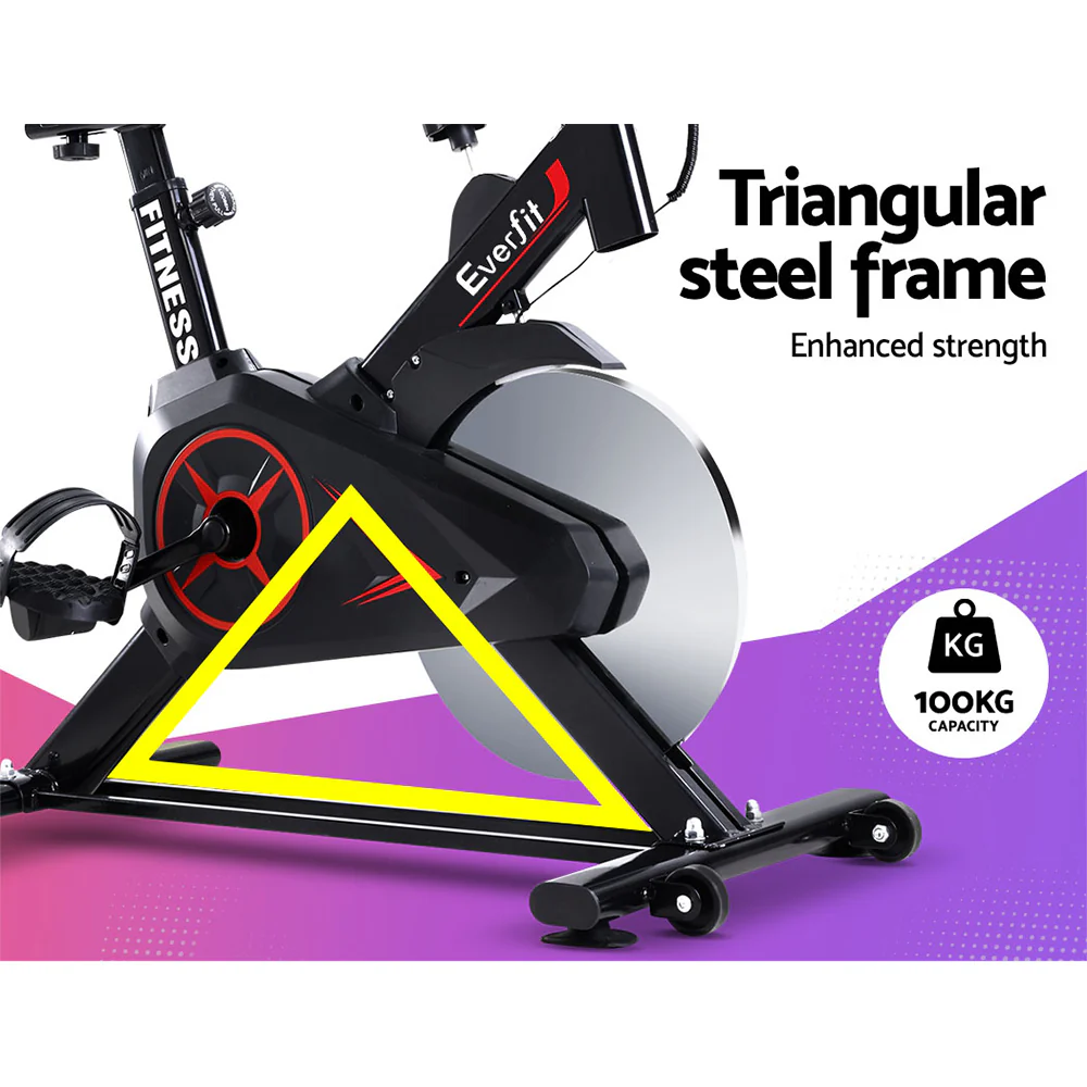 Everfit Spin Bike Exercise Bike Flywheel Cycling Home Gym Fitness Adjustable - Image 4