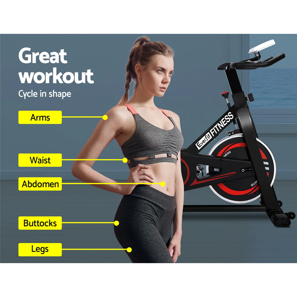 Everfit Spin Bike Exercise Bike Flywheel Cycling Home Gym Fitness Indoor Cardio - Image 4