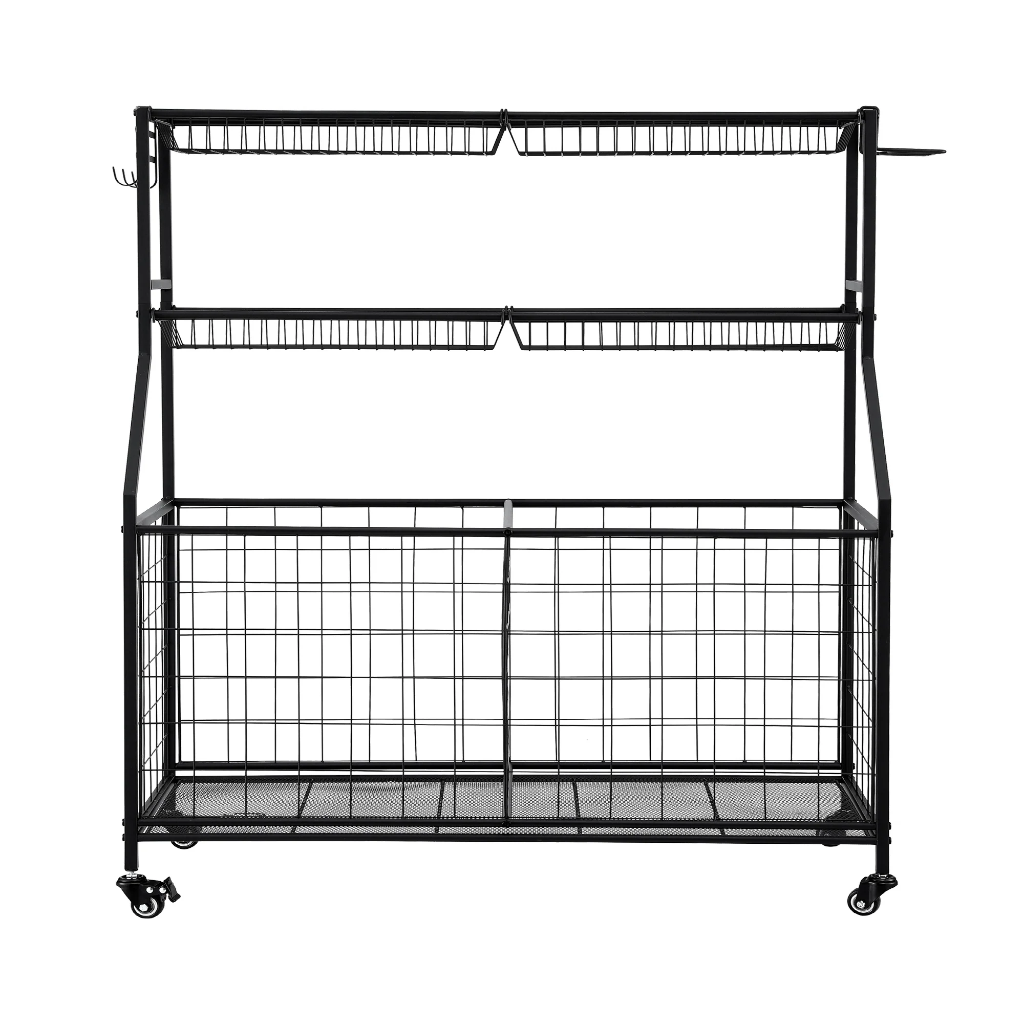 Everfit Sports Equipment Organizer Storage with Wheels Multi-Sport Garage Gym Black - Image 3