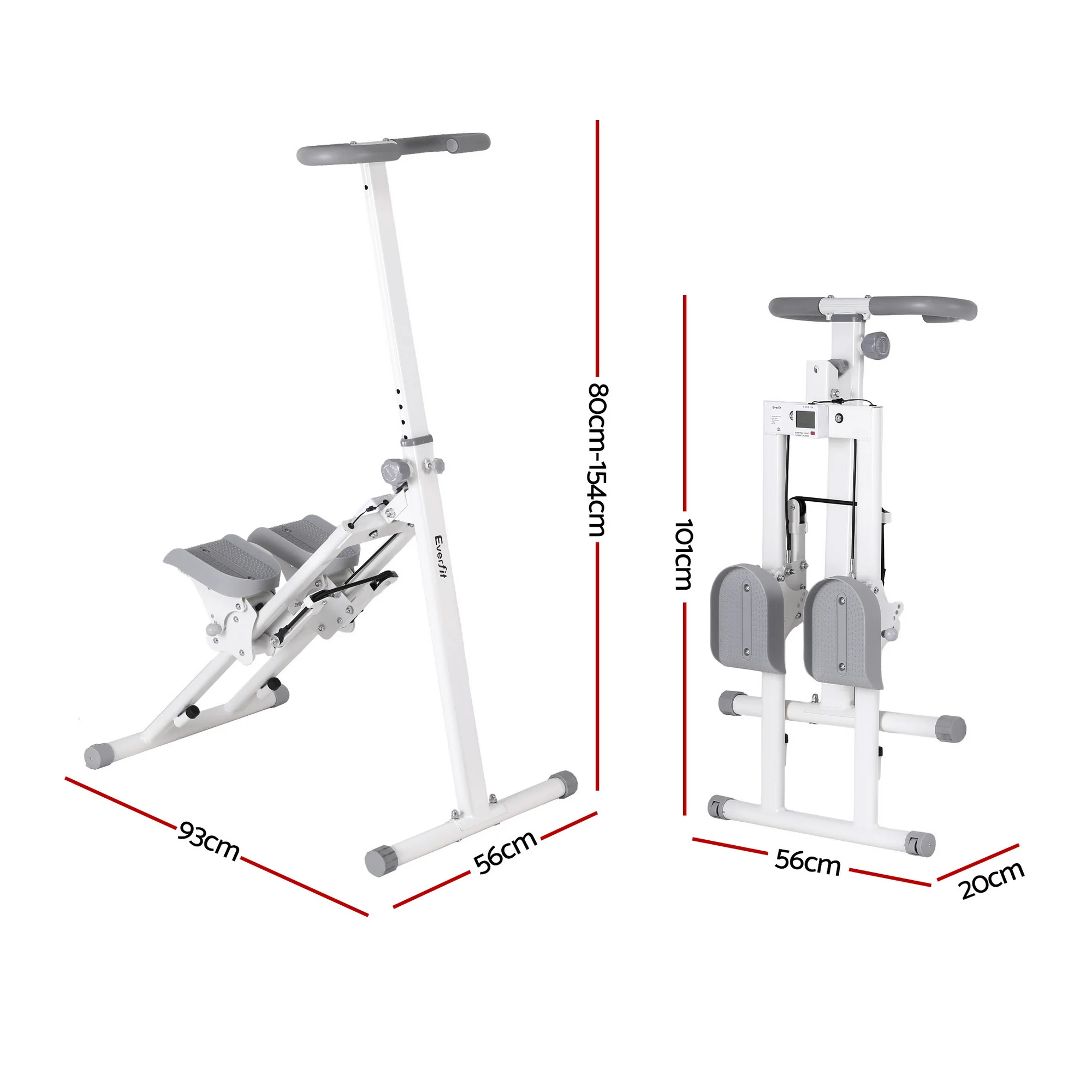 Everfit Step Machine Stair Climber for Home Gym Exercise Foldable LED Display Adjustable Handlebar - Image 2