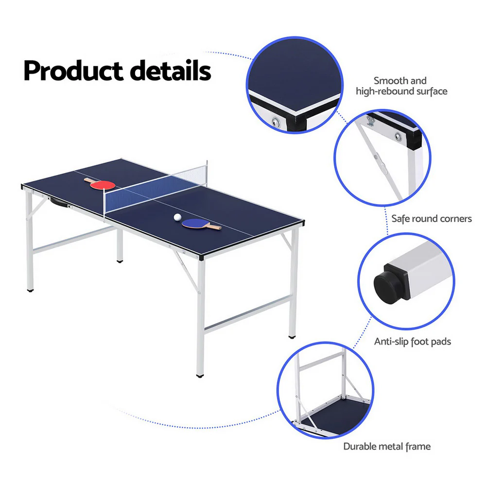 Everfit Table Tennis Ping Pong Table Portable Foldable Family Game Home Indoor - Image 7
