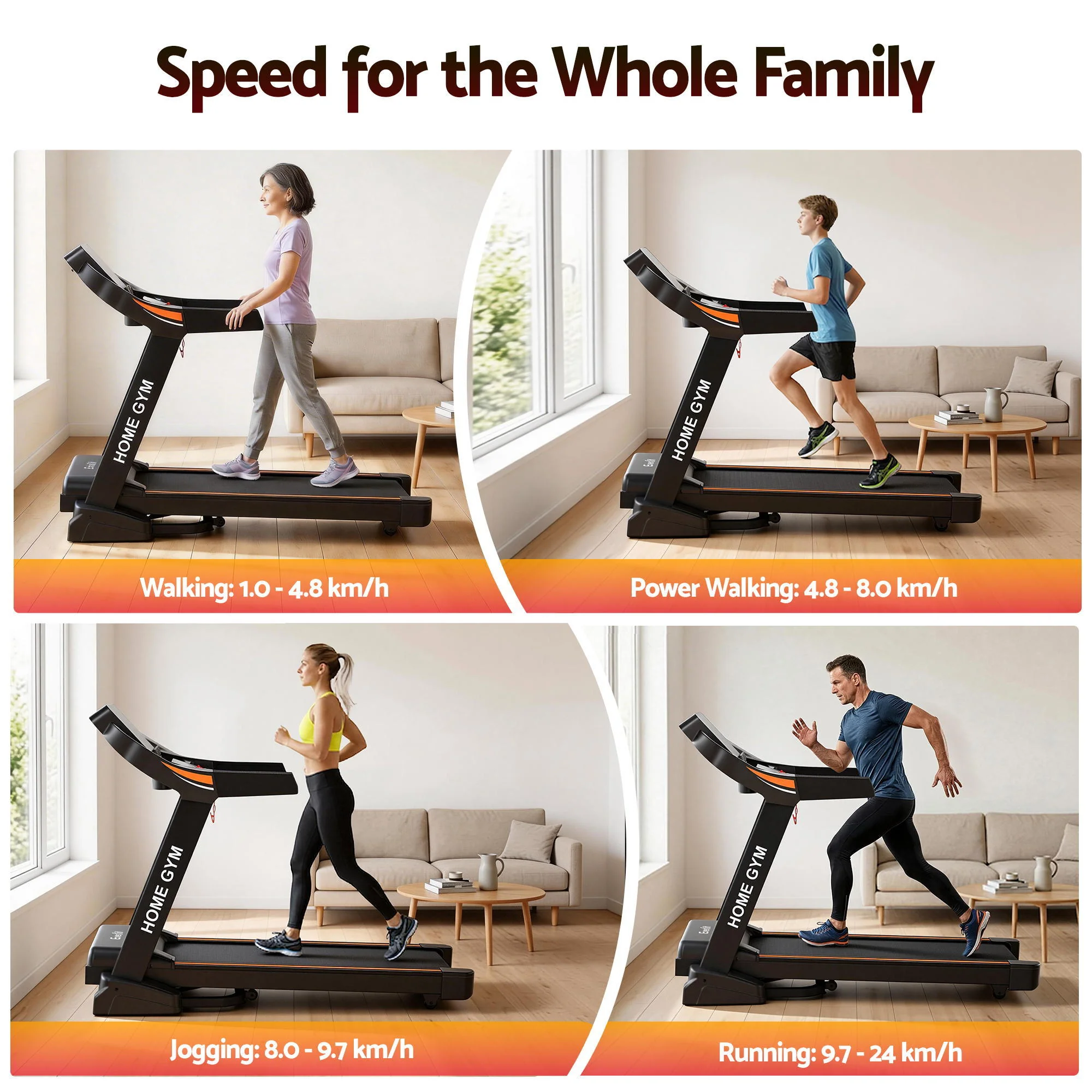 Everfit Treadmill Electric Auto Incline Home Gym Fitness Exercise Machine 490mm - Image 5