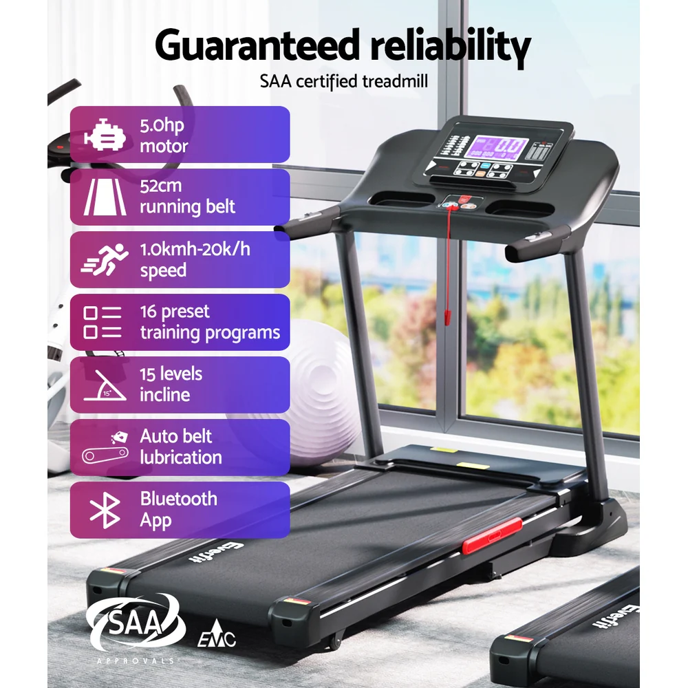 Everfit Treadmill Electric Auto Incline Home Gym Fitness Exercise Machine 520mm - Image 4