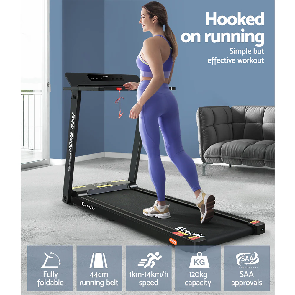 Everfit Treadmill Electric Home Gym Fitness Exercise Fully Foldable 450mm Black - Image 6