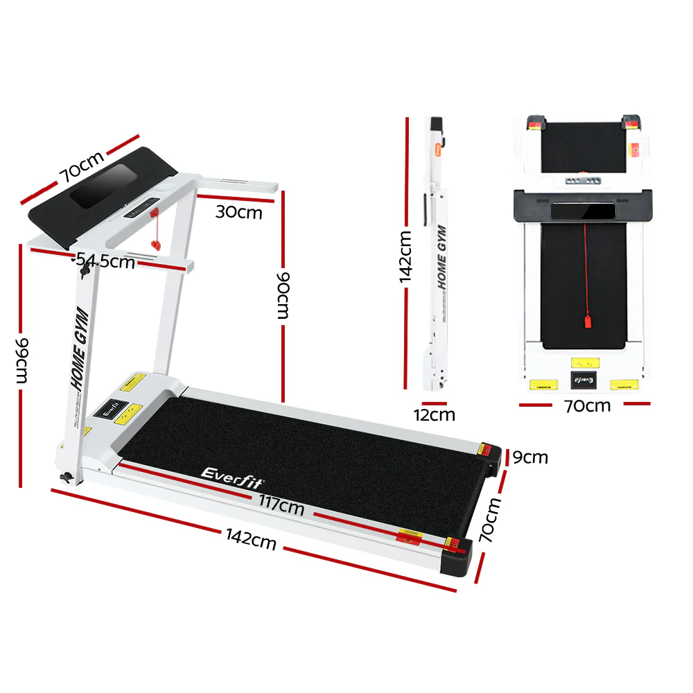 Everfit Treadmill Electric Home Gym Fitness Exercise Fully Foldable 450mm White - Image 2