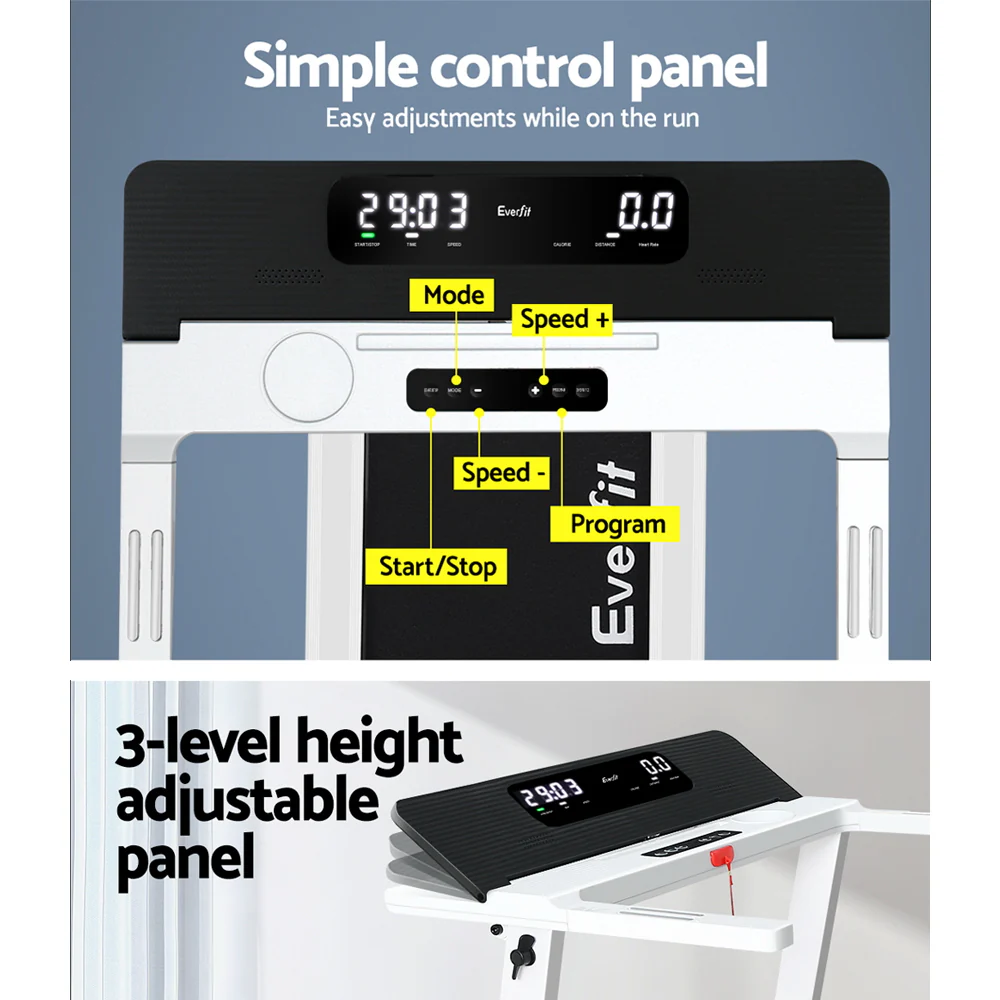 Everfit Treadmill Electric Home Gym Fitness Exercise Fully Foldable 450mm White - Image 5
