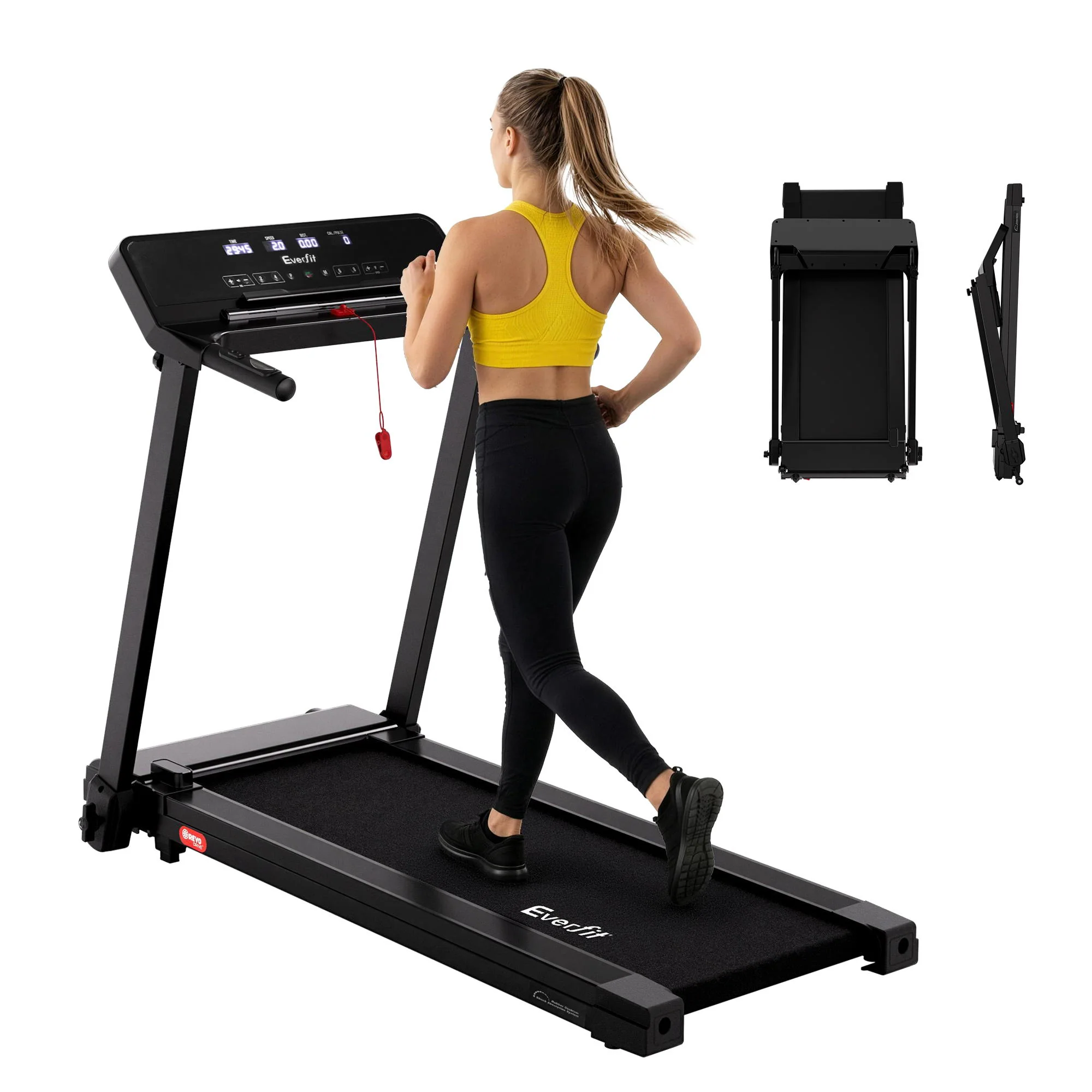 Everfit Treadmill Electric Home Gym Fitness Exercise Knob Foldable 420mm Black