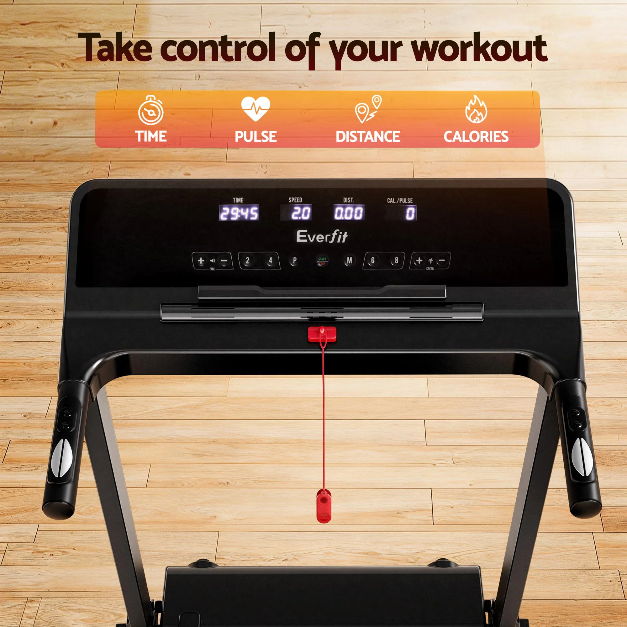 Everfit Treadmill Electric Home Gym Fitness Exercise Knob Foldable 420mm Black - Image 7