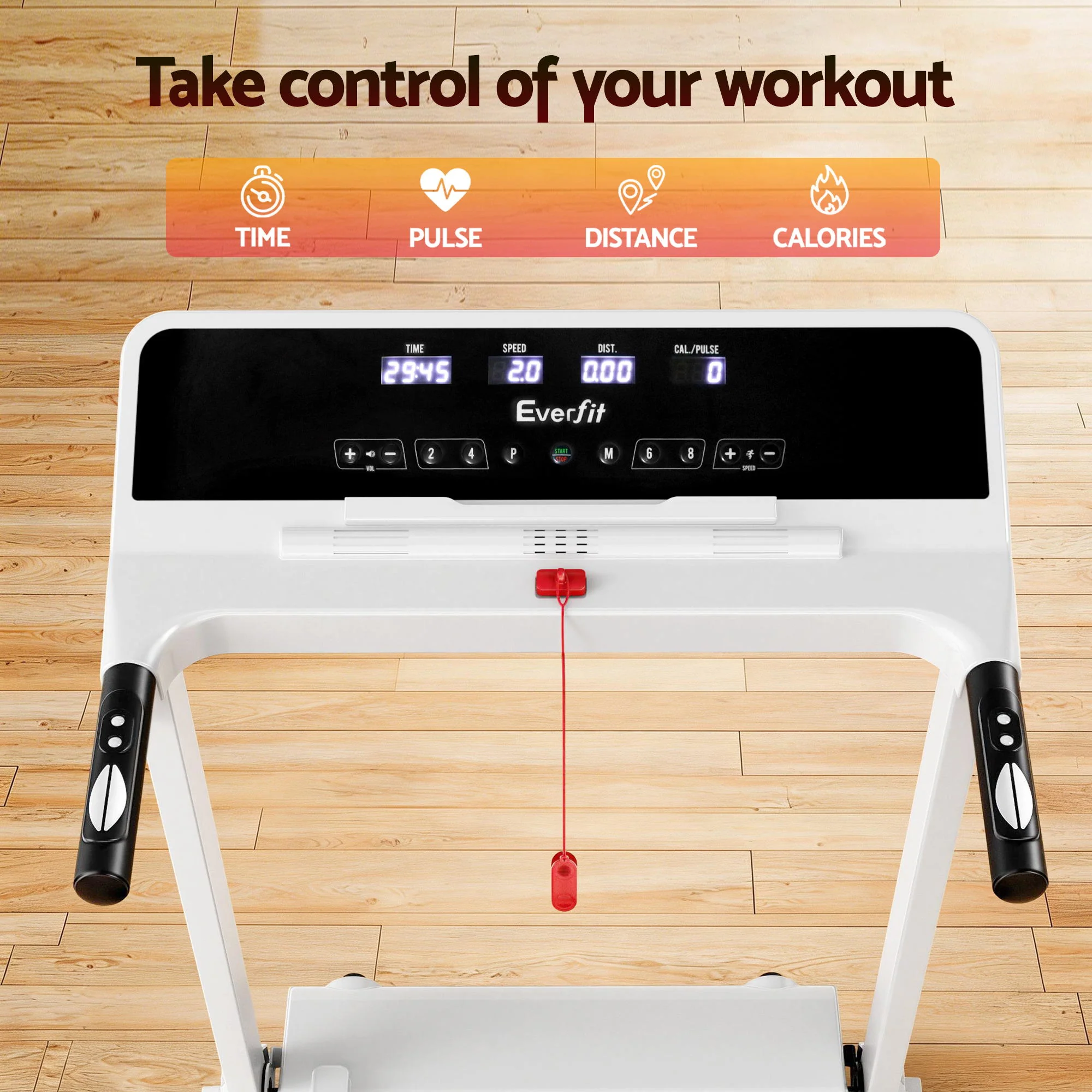 Everfit Treadmill Electric Home Gym Fitness Exercise Knob Foldable 420mm White - Image 7