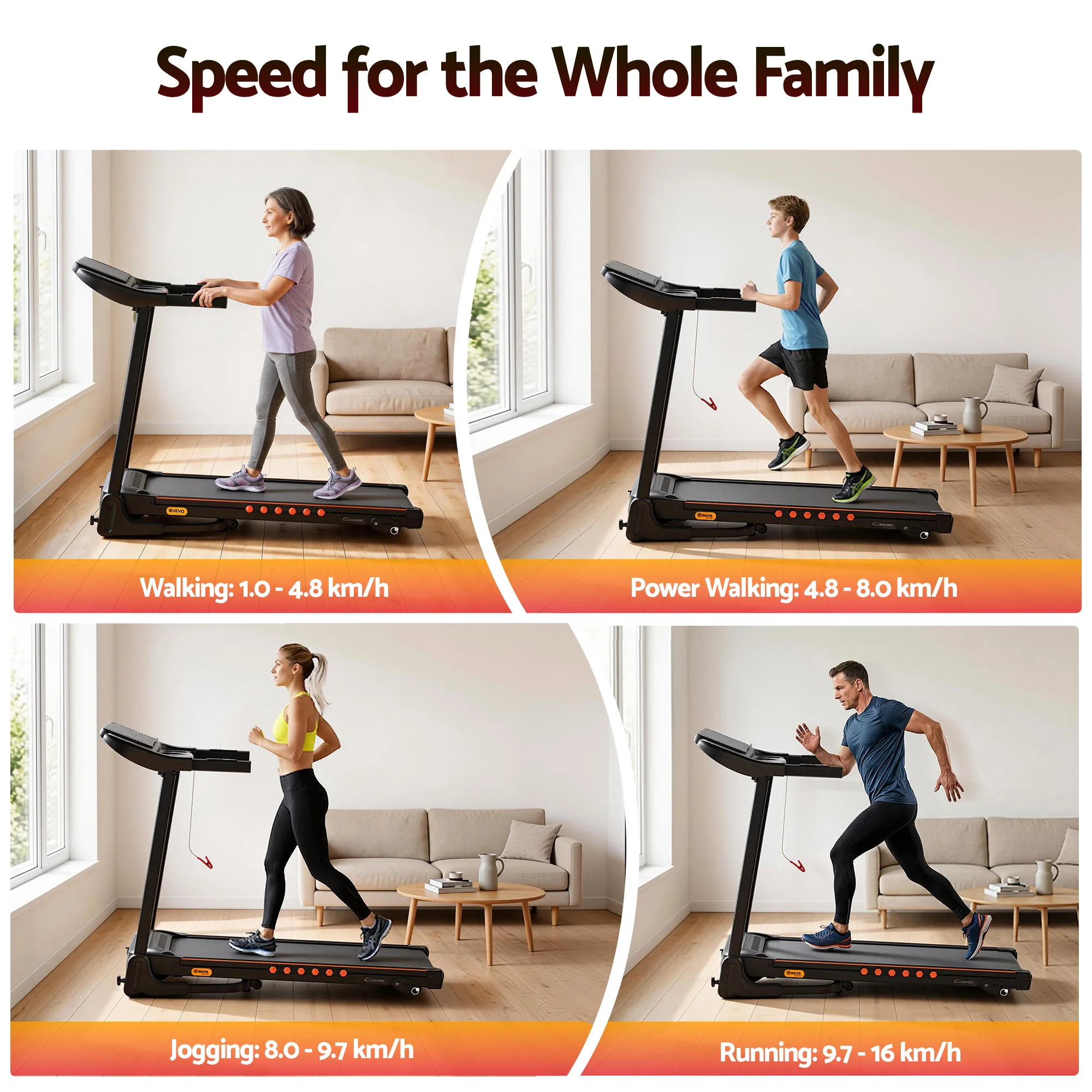 Everfit Treadmill Electric Home Gym Fitness Exercise Equipment Incline 390mm - Image 5