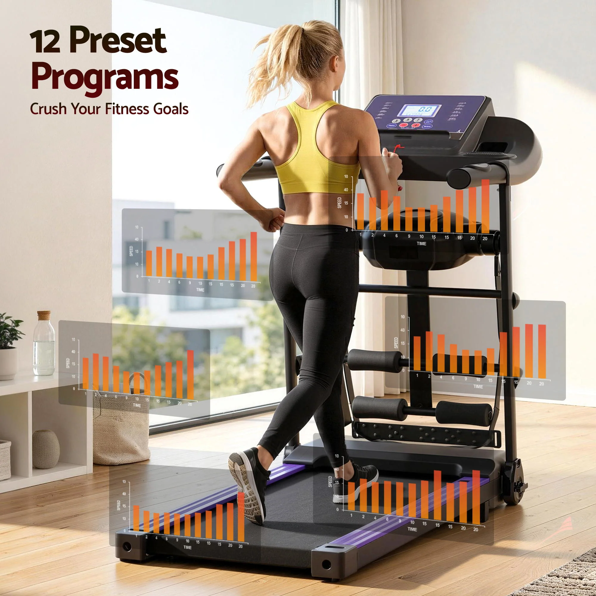 Everfit Treadmill Electric Home Gym Fitness Exercise Machine w/ Massager 400mm - Image 6