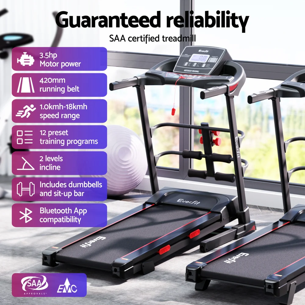 Everfit Treadmill Electric Home Gym Fitness Exercise Machine w/ Sit Up Bar 420mm - Image 5