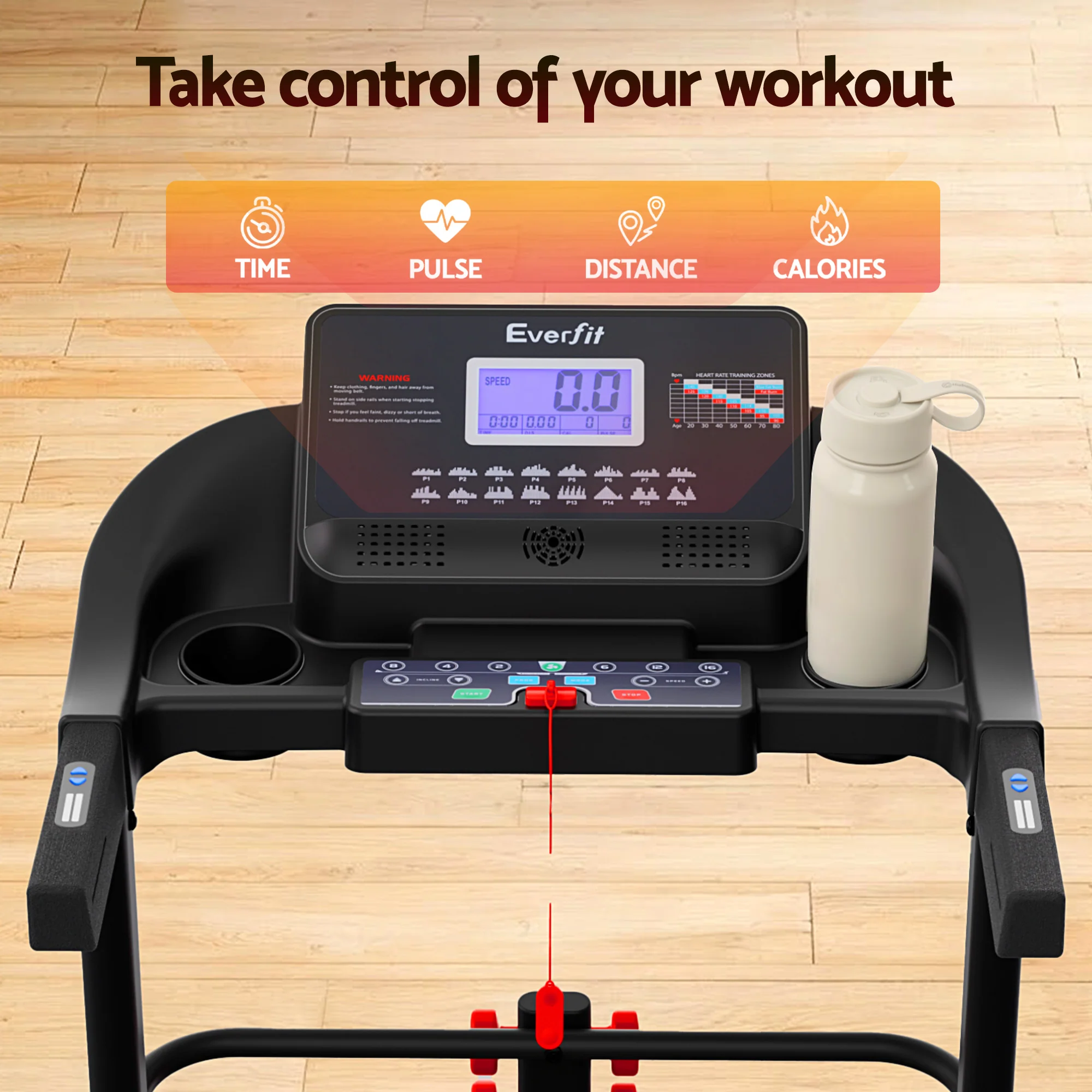 Everfit Treadmill Electric Home Gym Fitness Exercise Machine w/ Sit Up Bar 450mm - Image 7