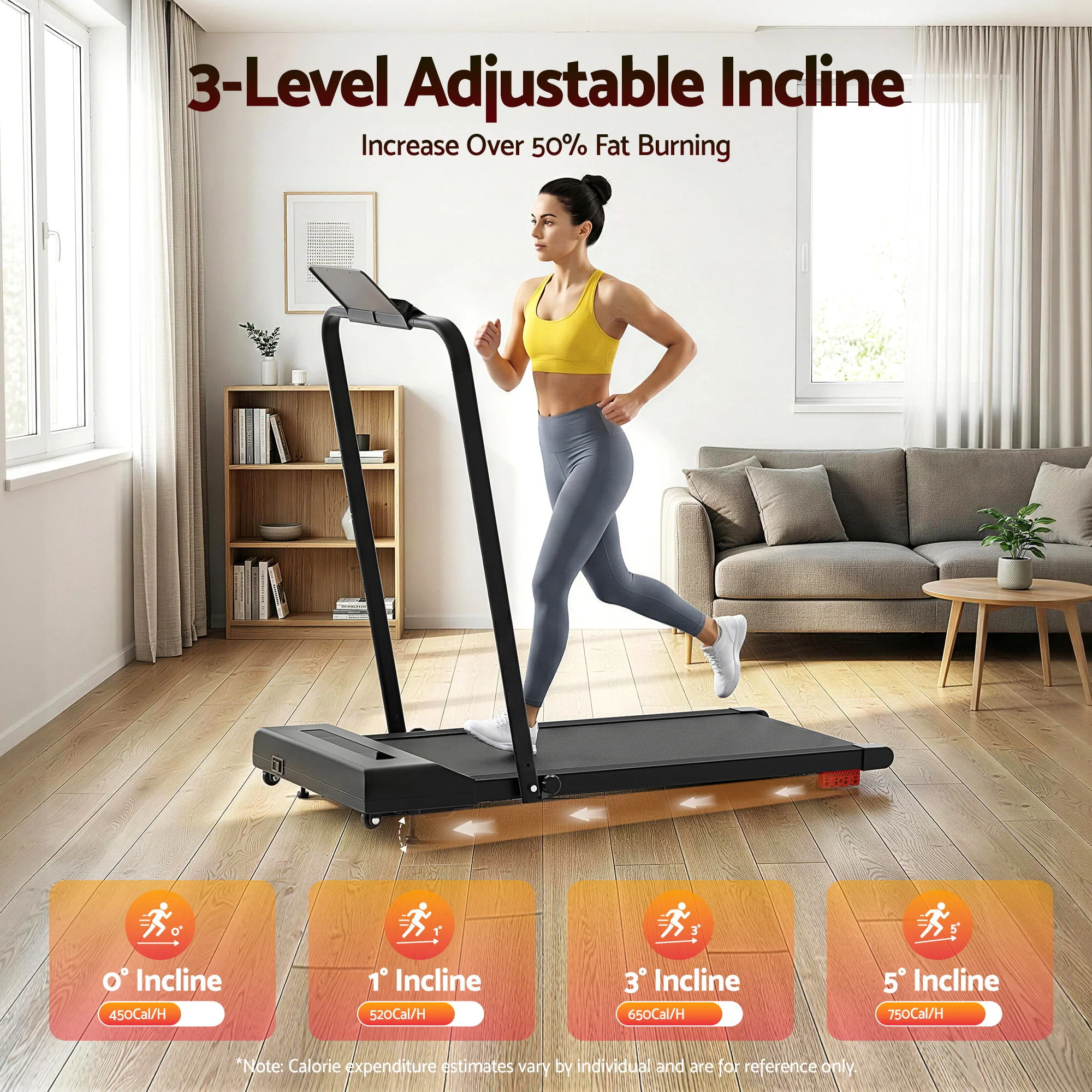 Everfit Treadmill Electric Walking Pad Incline Under Desk 380mm Black - Image 7