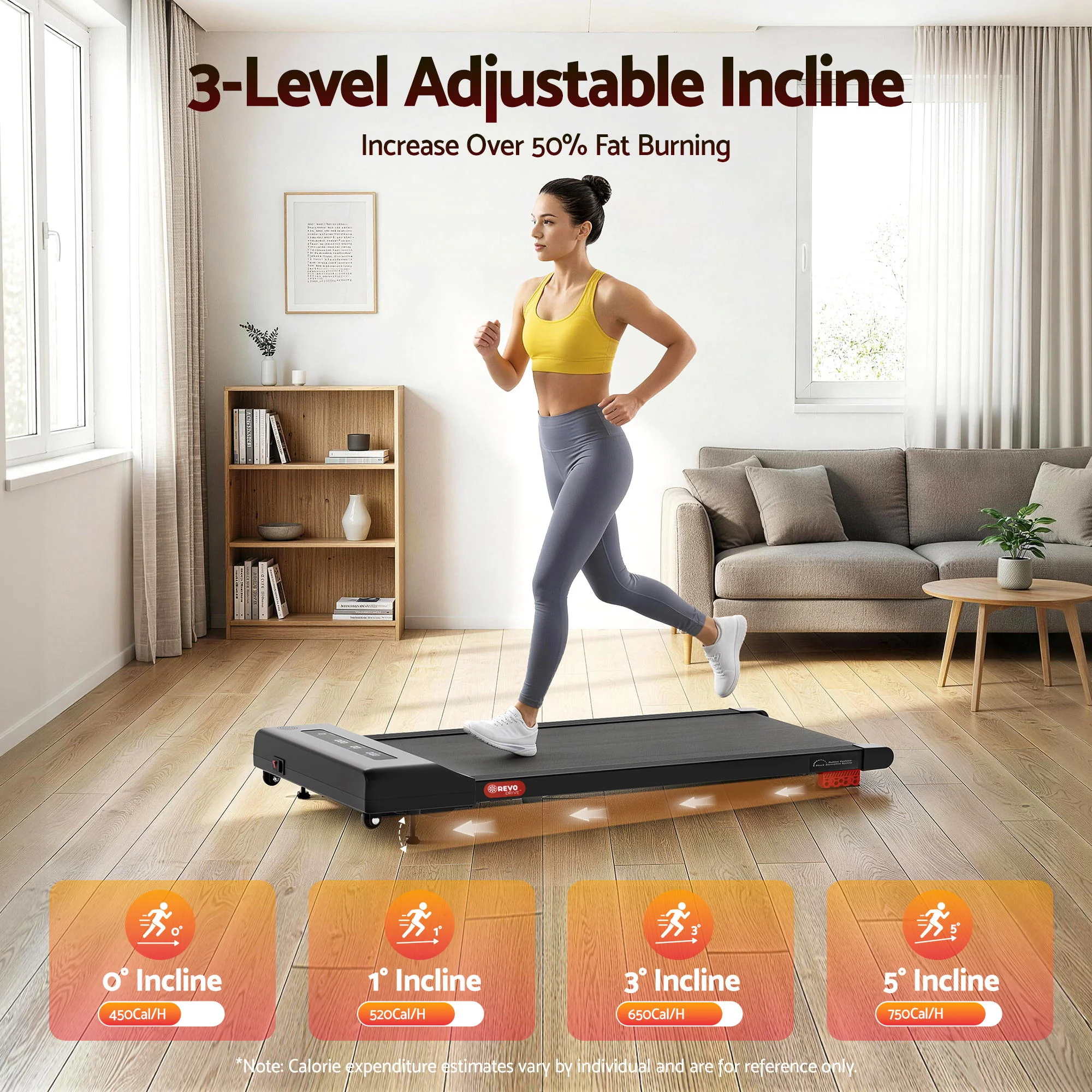 Everfit Treadmill Electric Walking Pad Incline Under Desk Home Gym 380mm Black - Image 7
