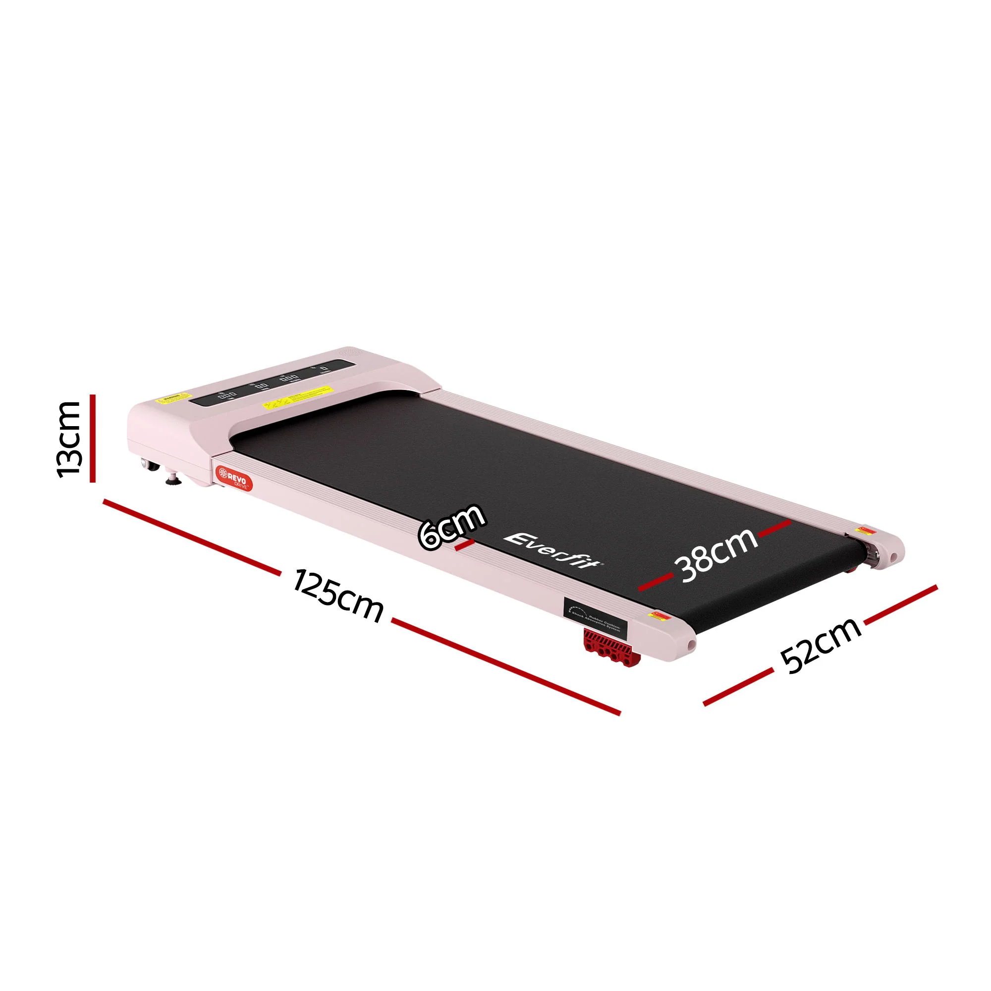 Everfit Treadmill Electric Walking Pad Incline Under Desk Home Gym 380mm Pink - Image 2