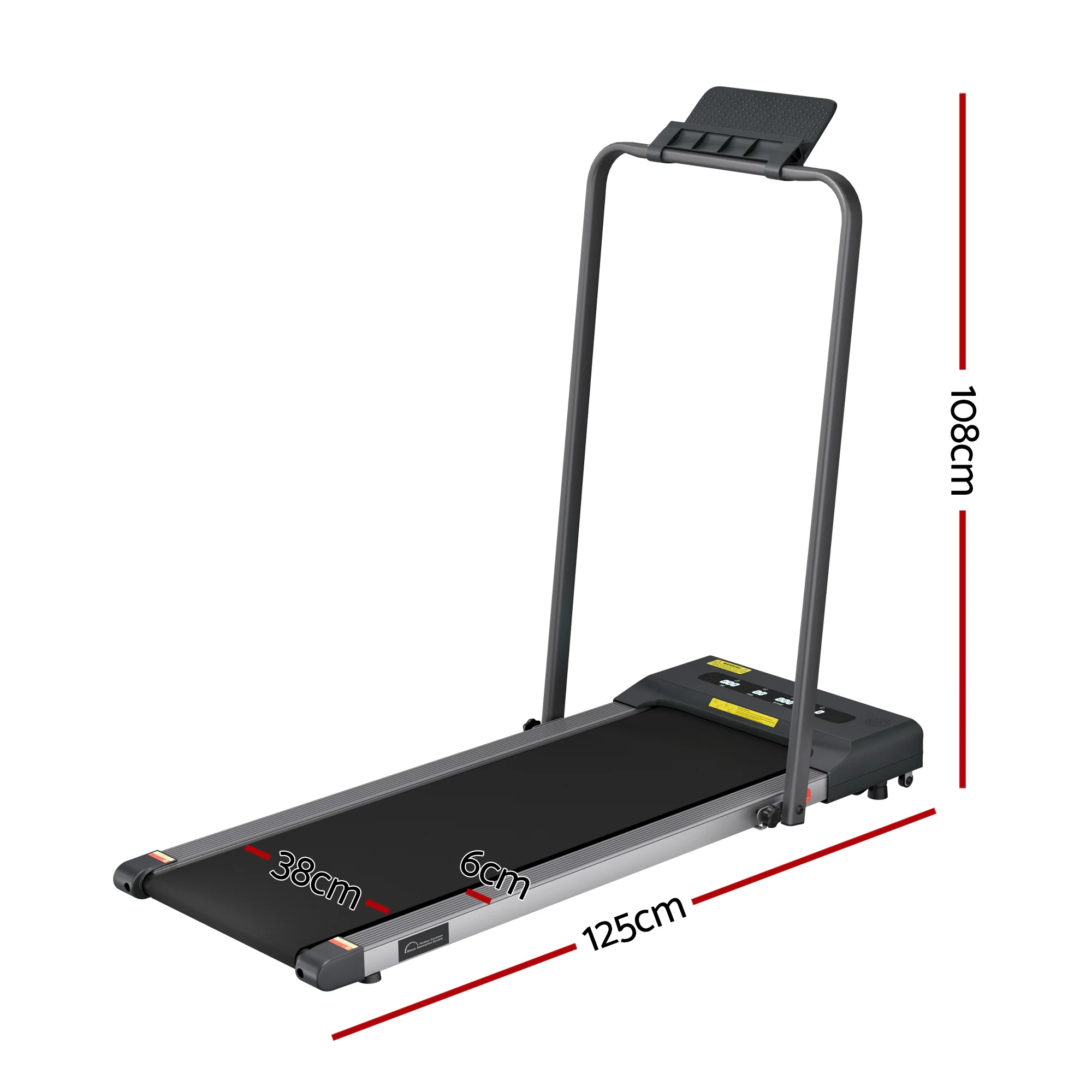 Everfit Treadmill Electric Walking Pad Under Desk Home Gym Fitness 380mm Grey - Image 3