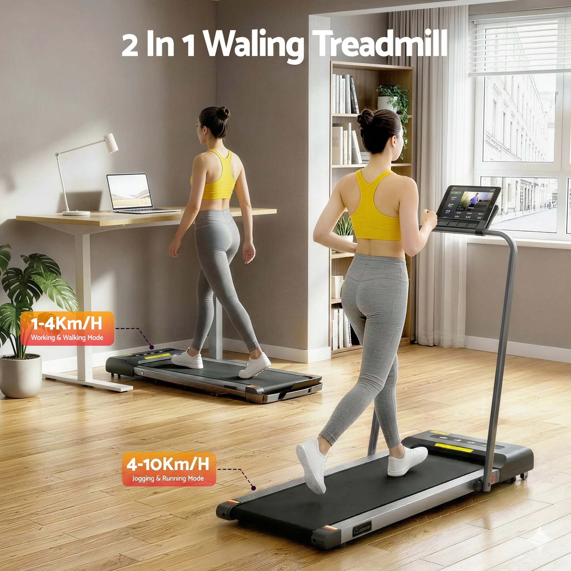 Everfit Treadmill Electric Walking Pad Under Desk Home Gym Fitness 380mm Grey - Image 4