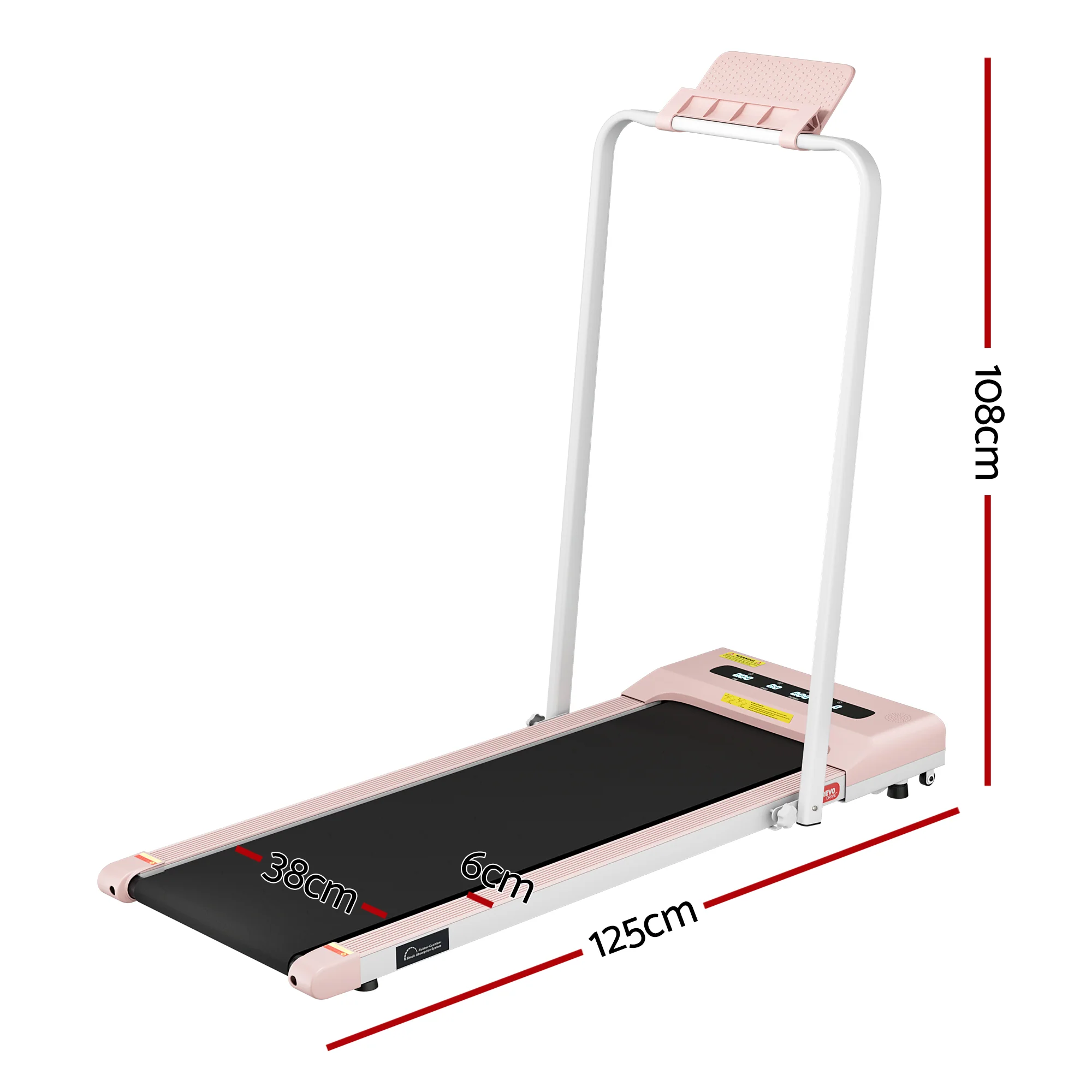 Everfit Treadmill Electric Walking Pad Under Desk Home Gym Fitness 380mm Pink - Image 2