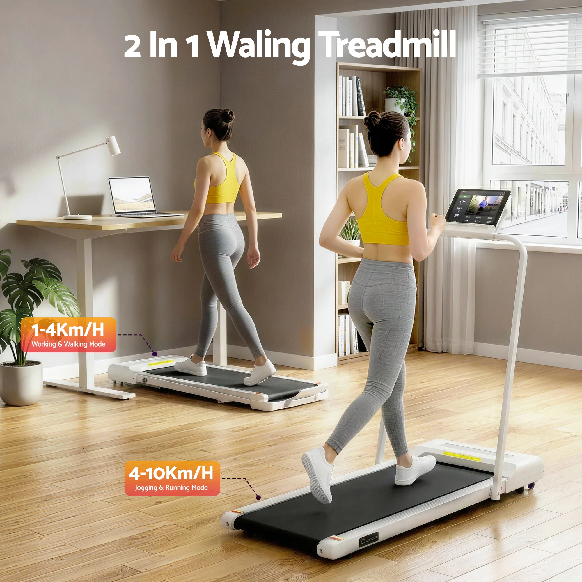 Everfit Treadmill Electric Walking Pad Under Desk Home Gym Fitness 380mm White - Image 4