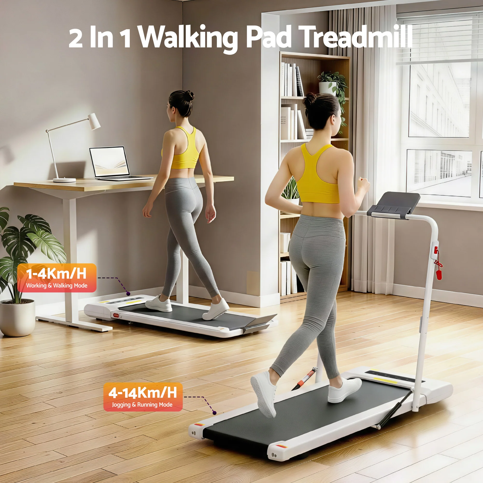 Everfit Treadmill Electric Walking Pad Under Desk Home Gym Fitness 400mm White - Image 3