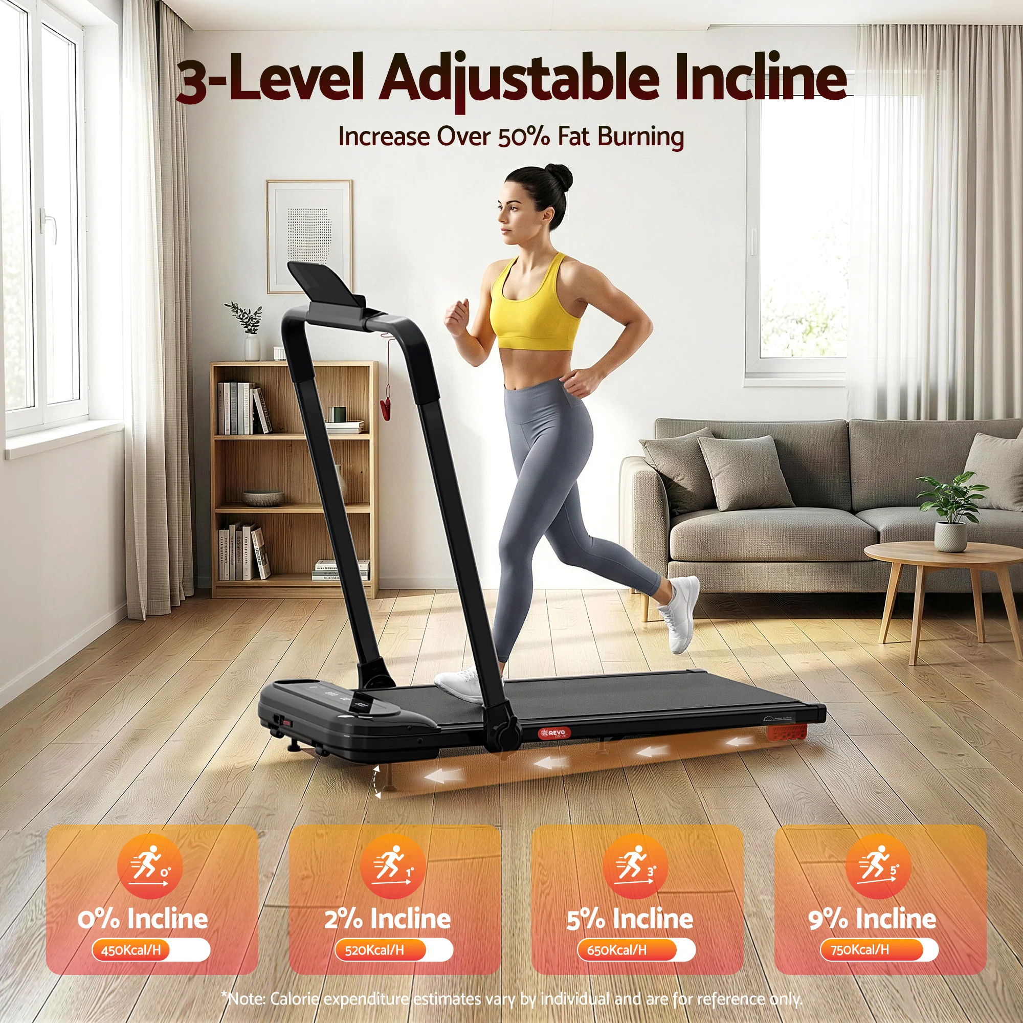 Everfit Treadmill Electric Walking Pad with Incline Foldable for Home Gym Black - Image 4