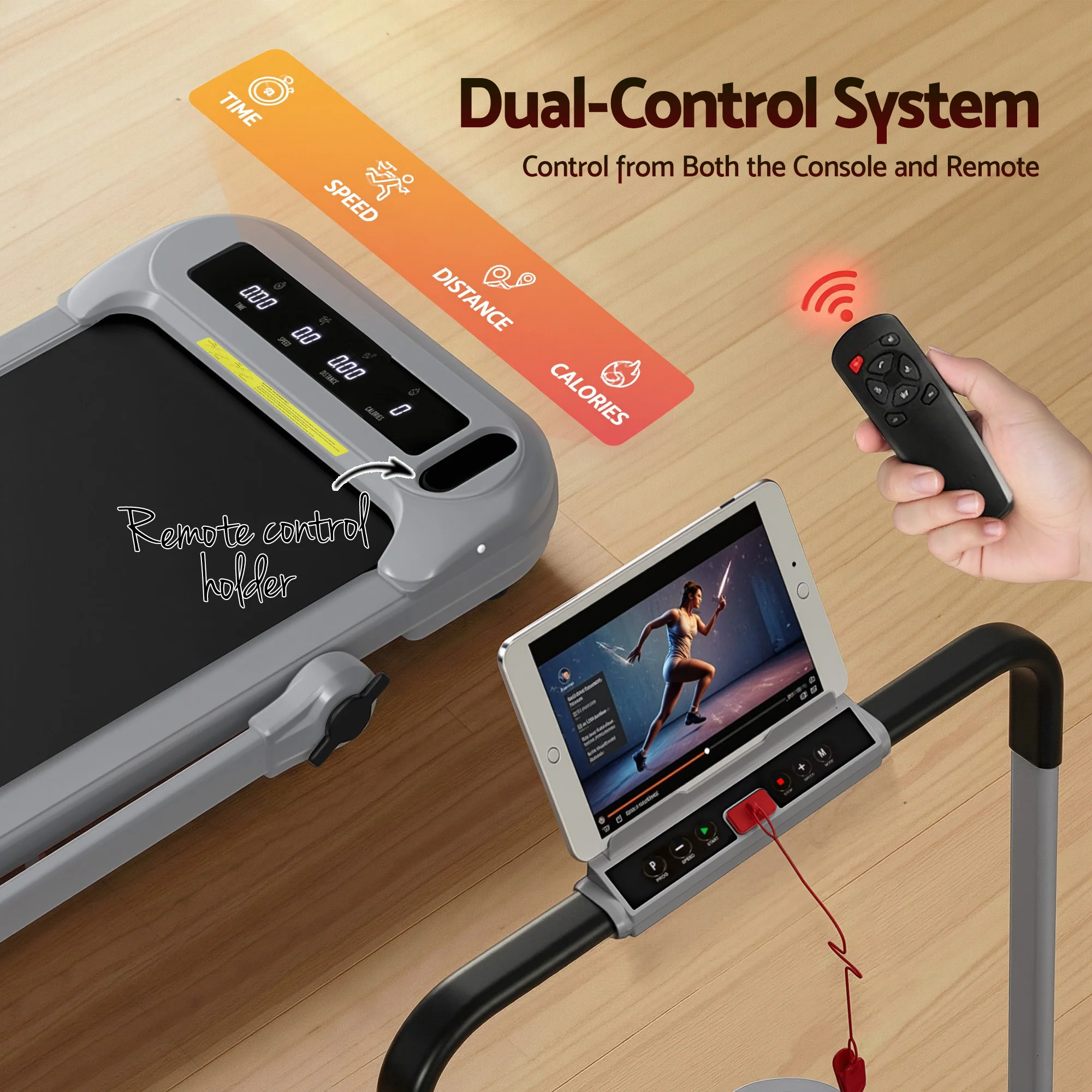 Everfit Treadmill Electric Walking Pad with Incline Foldable for Home Gym Grey - Image 5