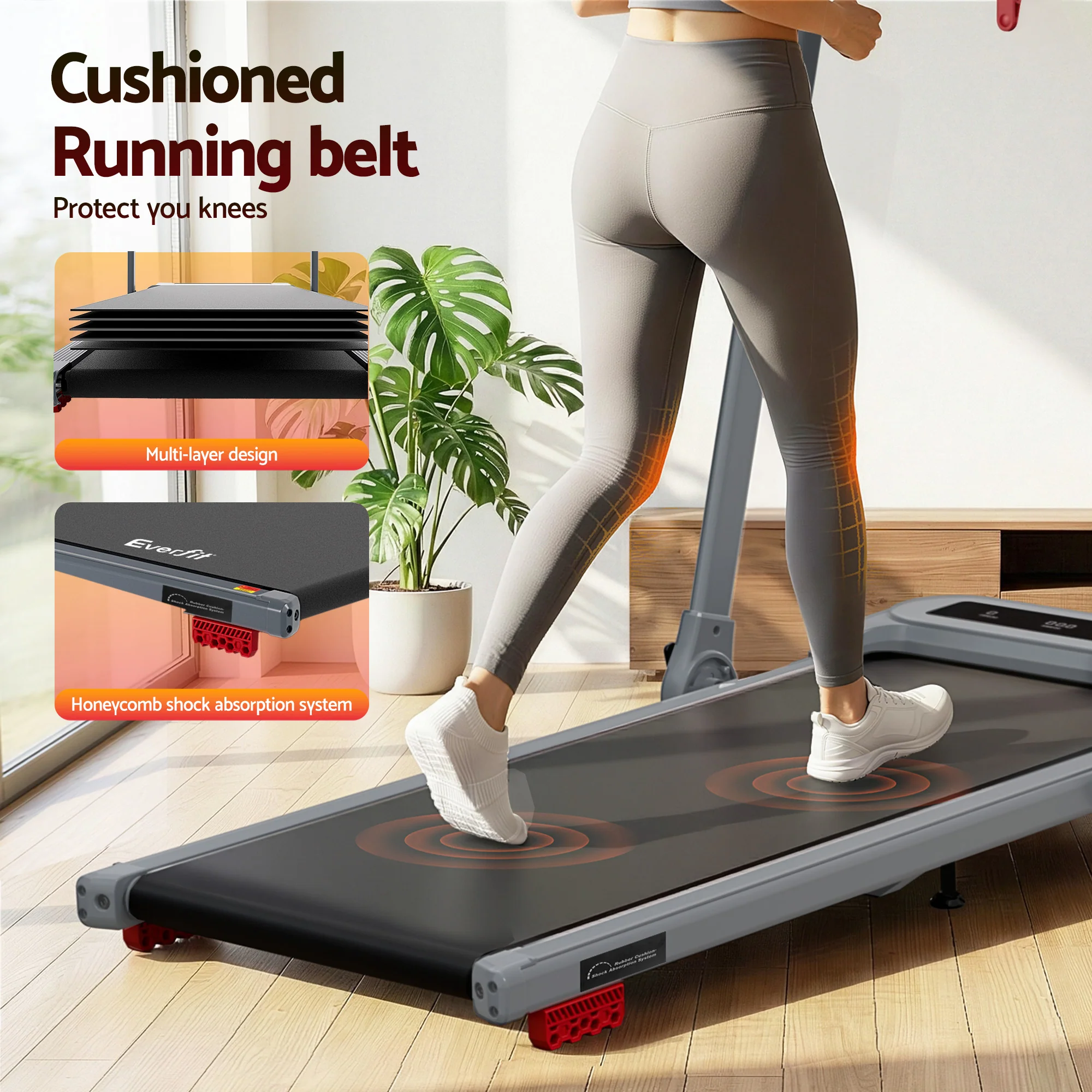 Everfit Treadmill Electric Walking Pad with Incline Foldable for Home Gym Grey - Image 7