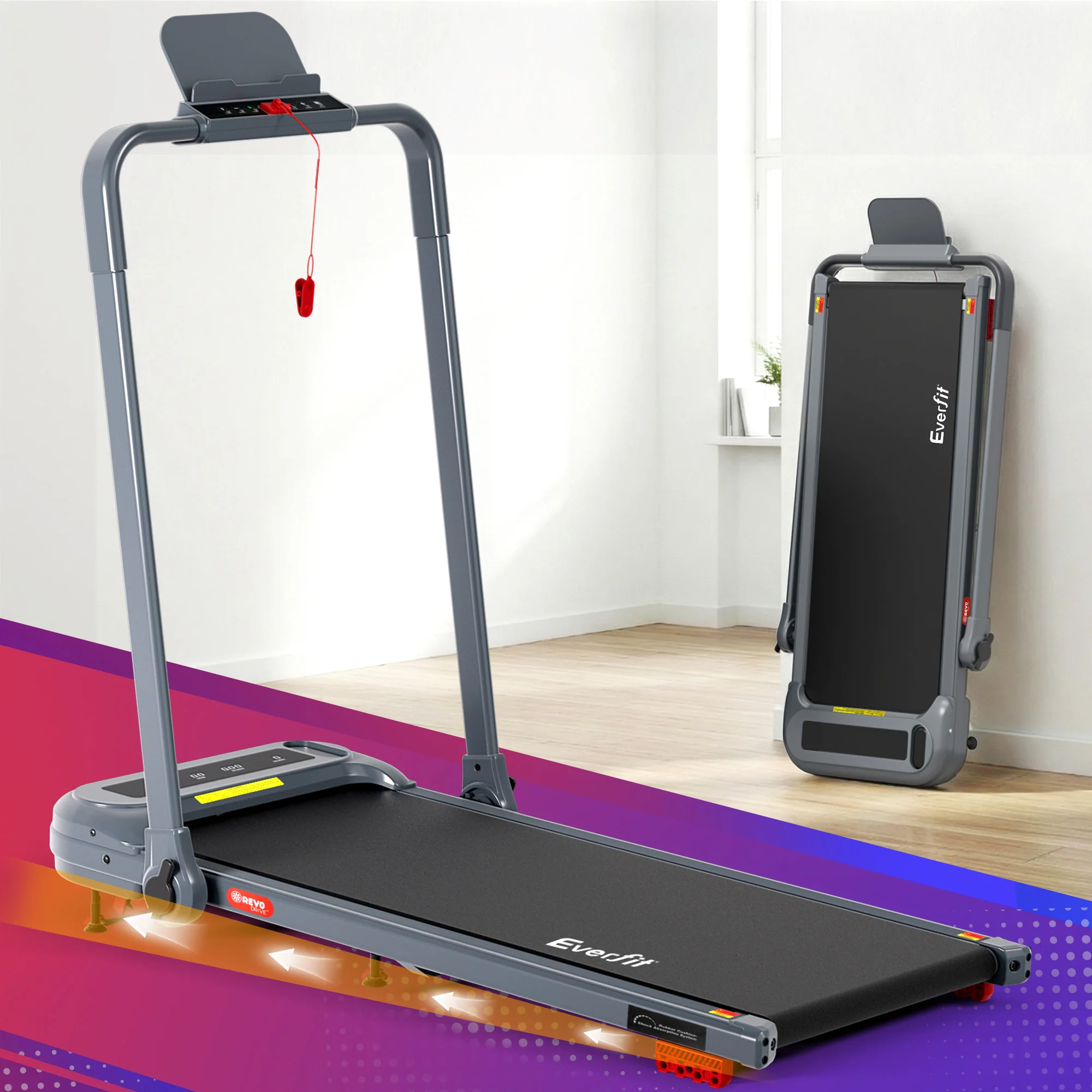 Everfit Treadmill Electric Walking Pad with Incline Foldable for Home Gym Grey - Image 8