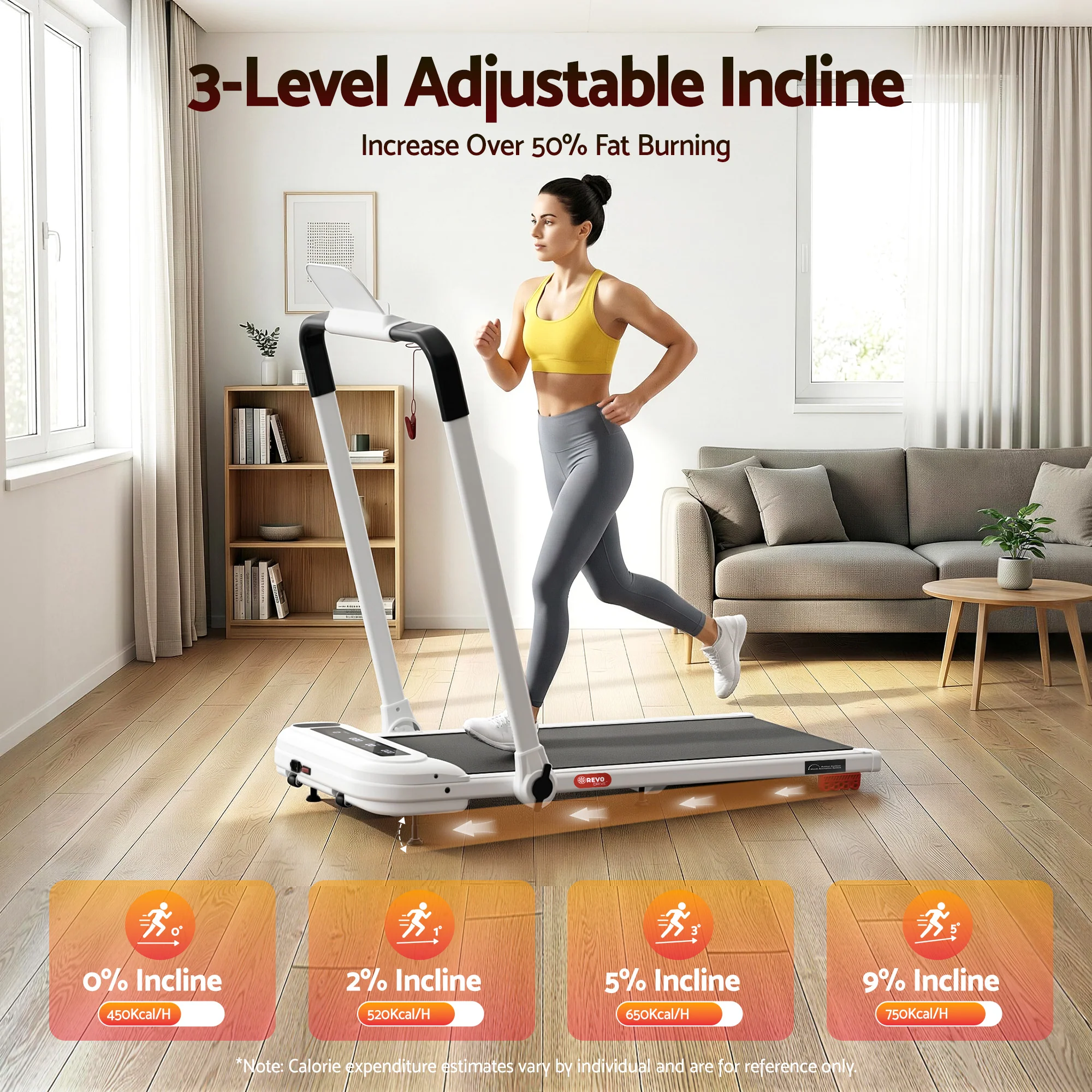 Everfit Treadmill Electric Walking Pad with Incline Foldable for Home Gym White - Image 4
