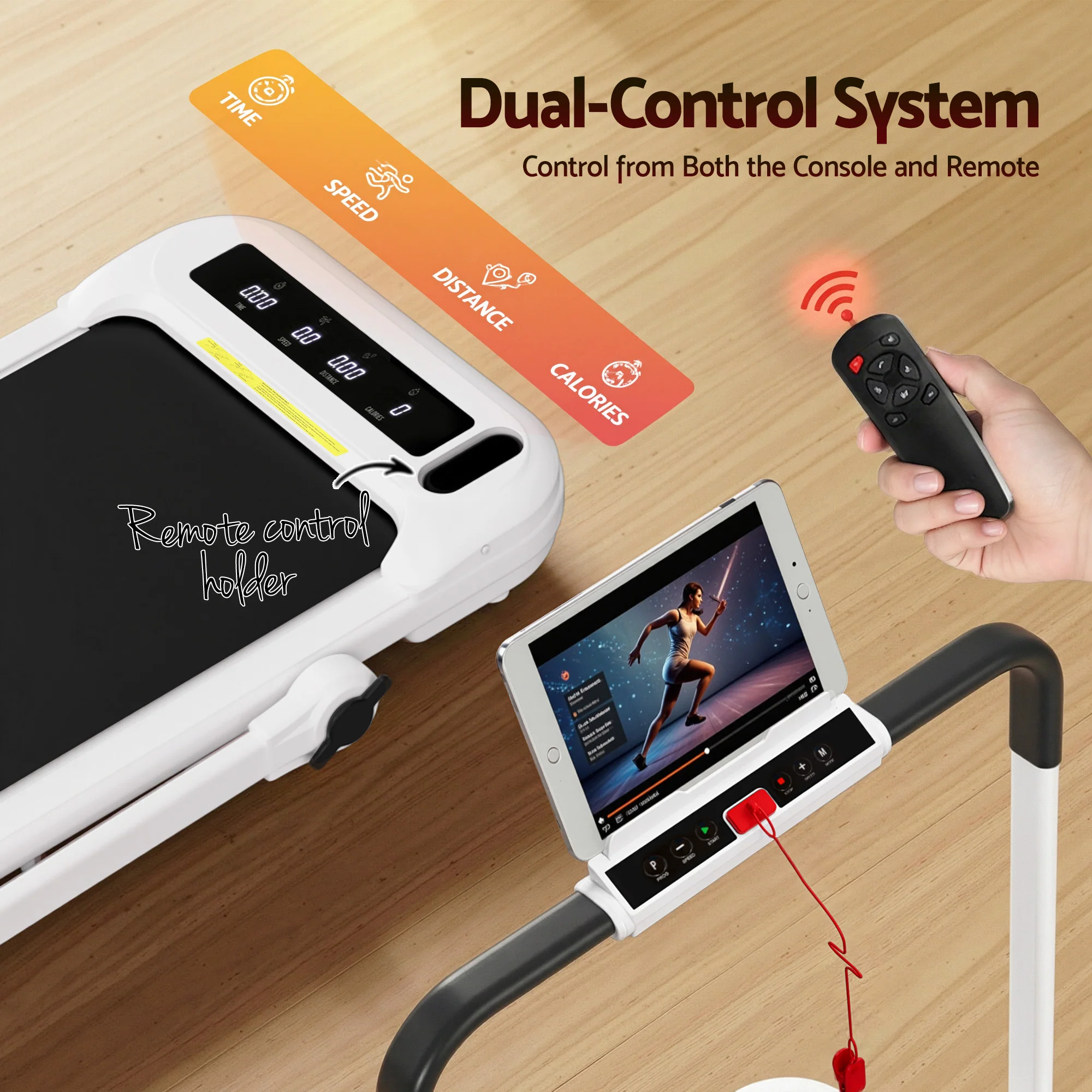 Everfit Treadmill Electric Walking Pad with Incline Foldable for Home Gym White - Image 5