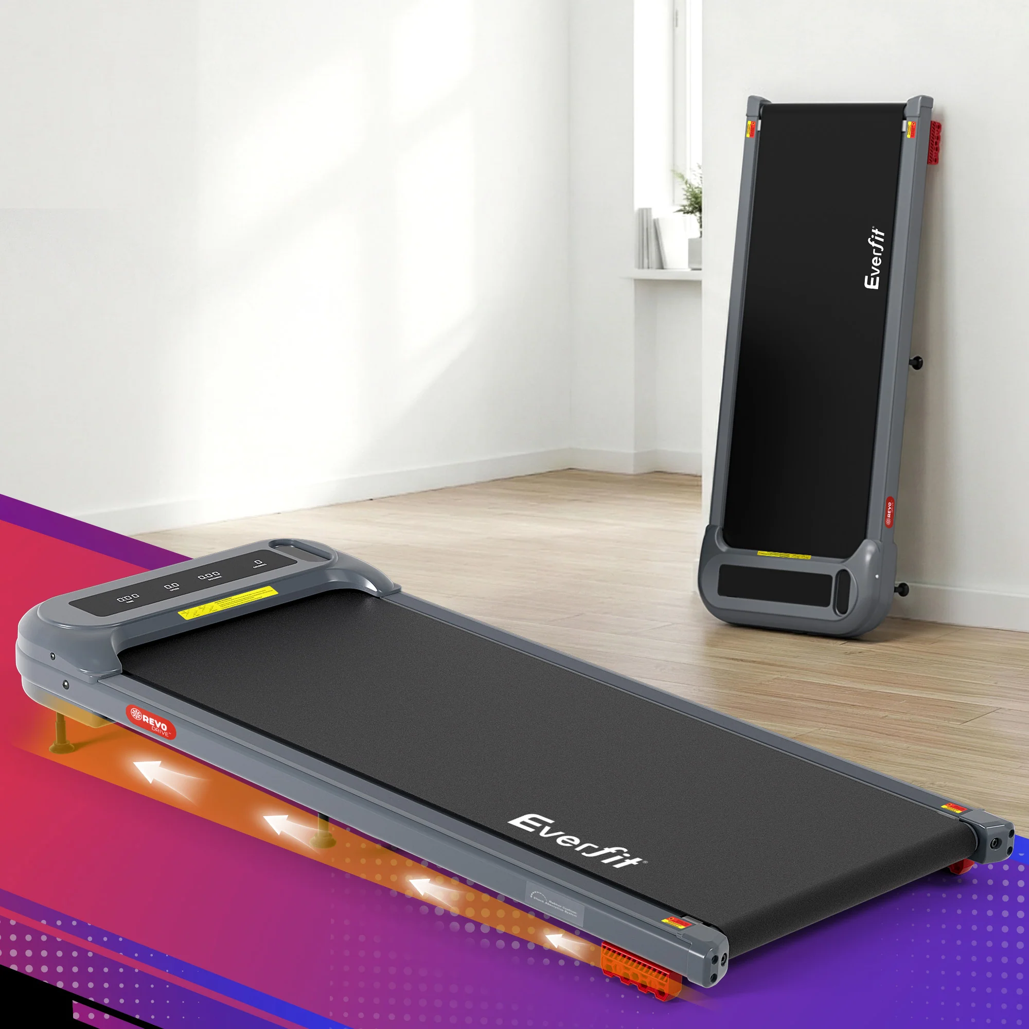 Everfit Treadmill Electric Walking Pad with Incline Under Desk Home Gym Grey - Image 8