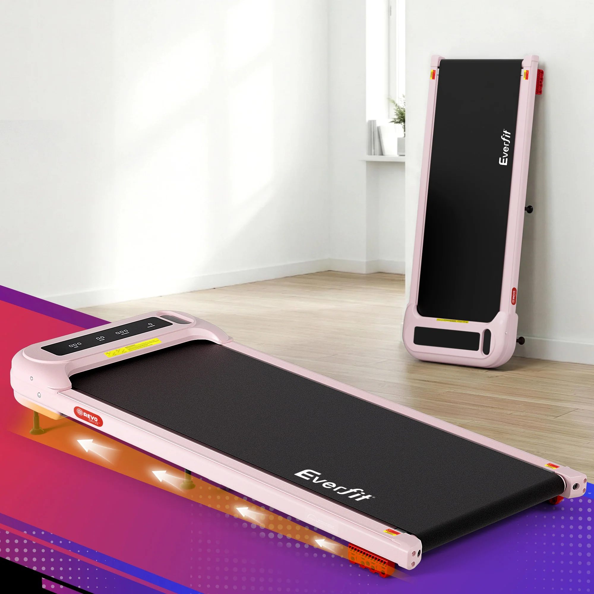 Everfit Treadmill Electric Walking Pad with Incline Under Desk Home Gym Pink - Image 8